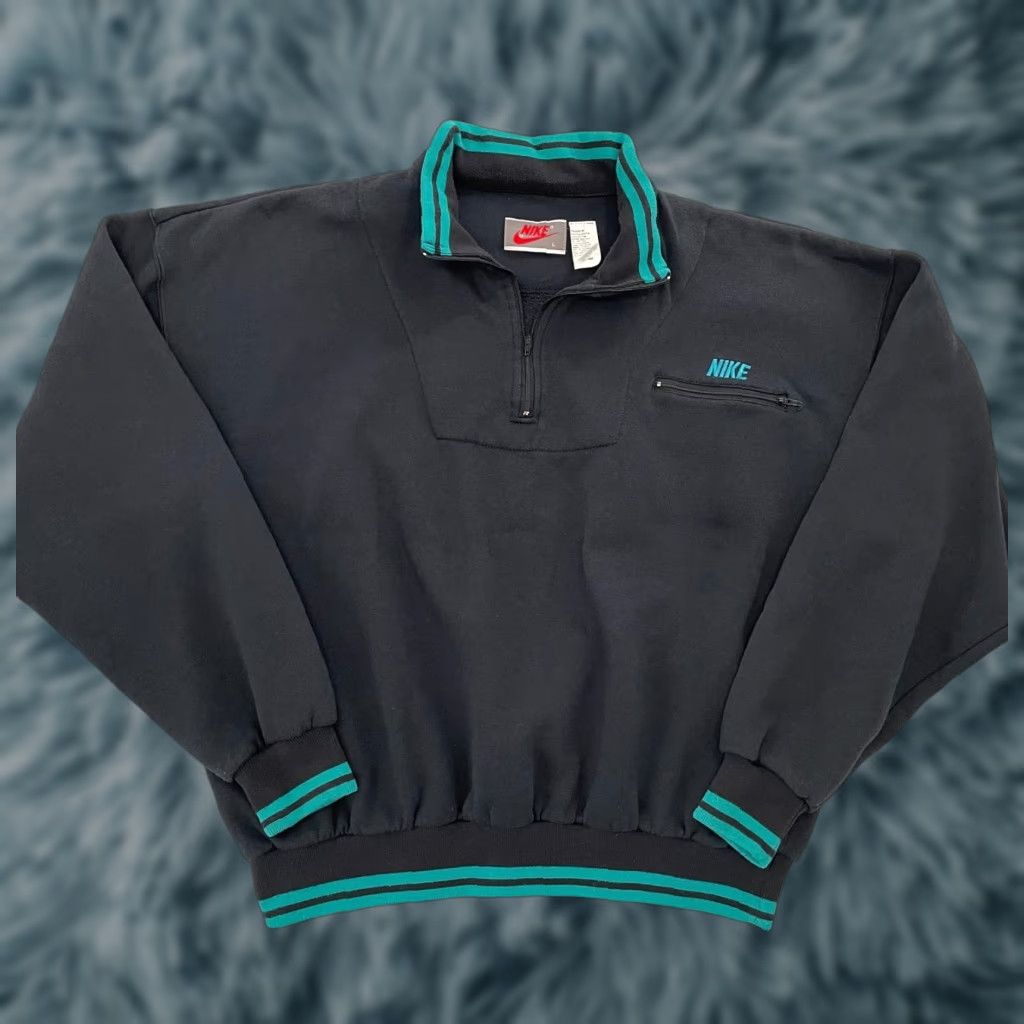 Nike VINTAGE Nike Women's Jacket Large Blue 1/4 Zip Pullover Casual Athletic 90s Size L / US 10 / IT 46 - 1 Thumbnail