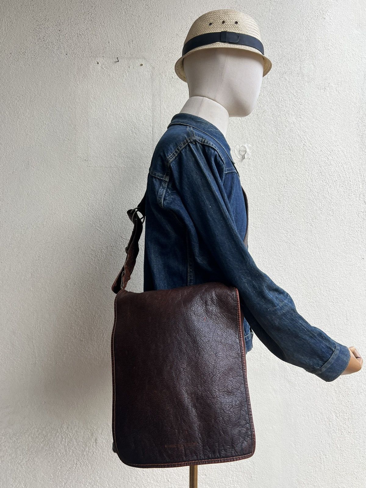 Leather VTG Masaki matsushima Paris Rips Distress Patina Leather Bag Size ONE SIZE - 5 Thumbnail