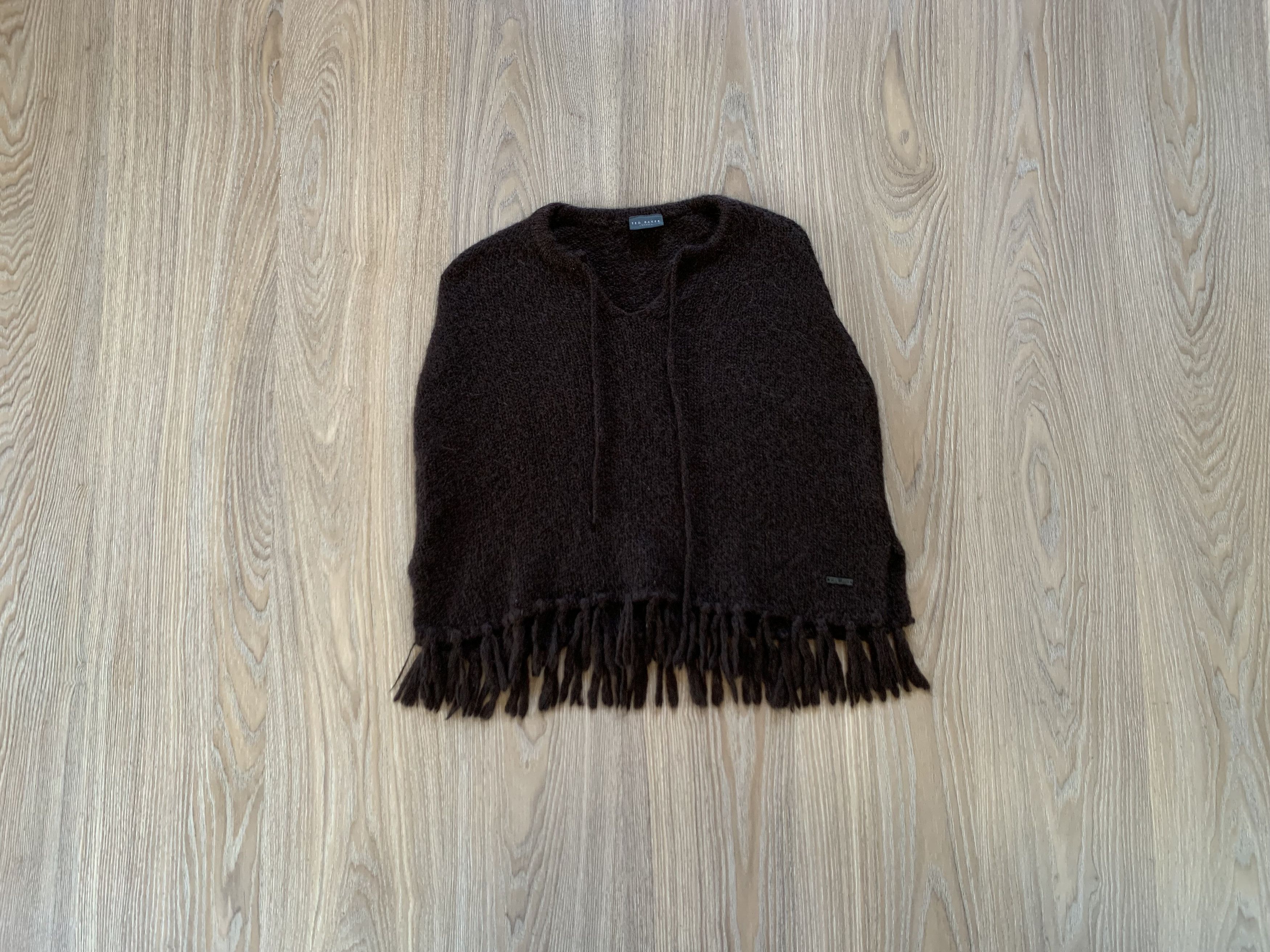 Ted Baker Ted Baker London Mohair Wool Brown Fringe Poncho Size XXS / US 00 / IT 34 - 1 Thumbnail