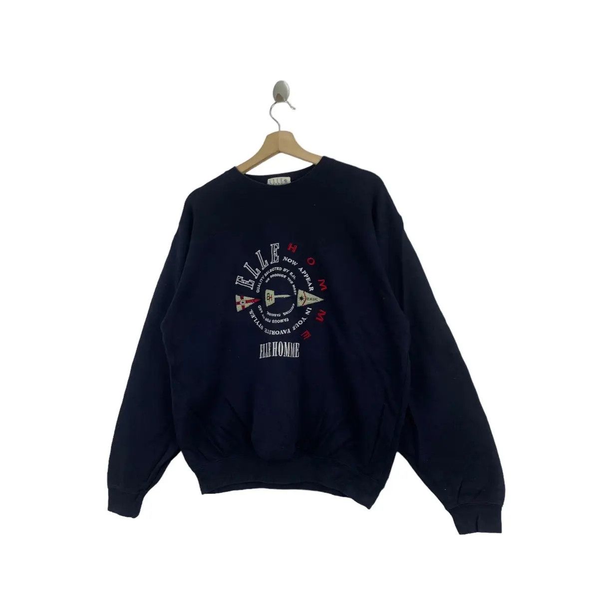 Vintage Vintage 90’ ELLE MAGAZINE HOMME Collection Flag Sweatshirt Size US XL / EU 56 / 4 - 2 Thumbnail