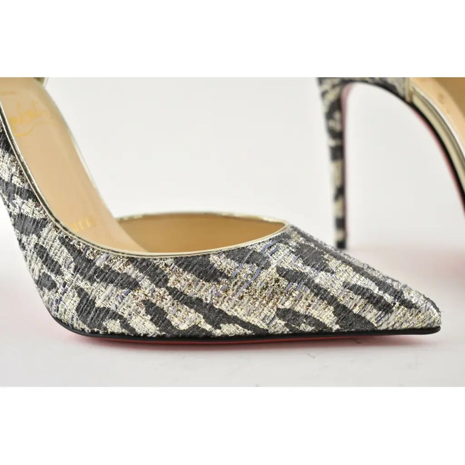 Christian Louboutin Christian Louboutin Iriza 100 Silver Black Gold Lurex Gigi Size US 6.5 / IT 36.5 - 5 Thumbnail