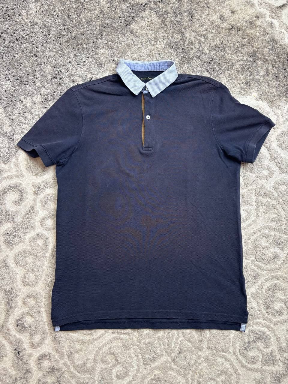 Massimo Dutti Massimo Dutti Contrast Collar Pique Polo - Navy - Size M Size US M / EU 48-50 / 2 - 9 Thumbnail