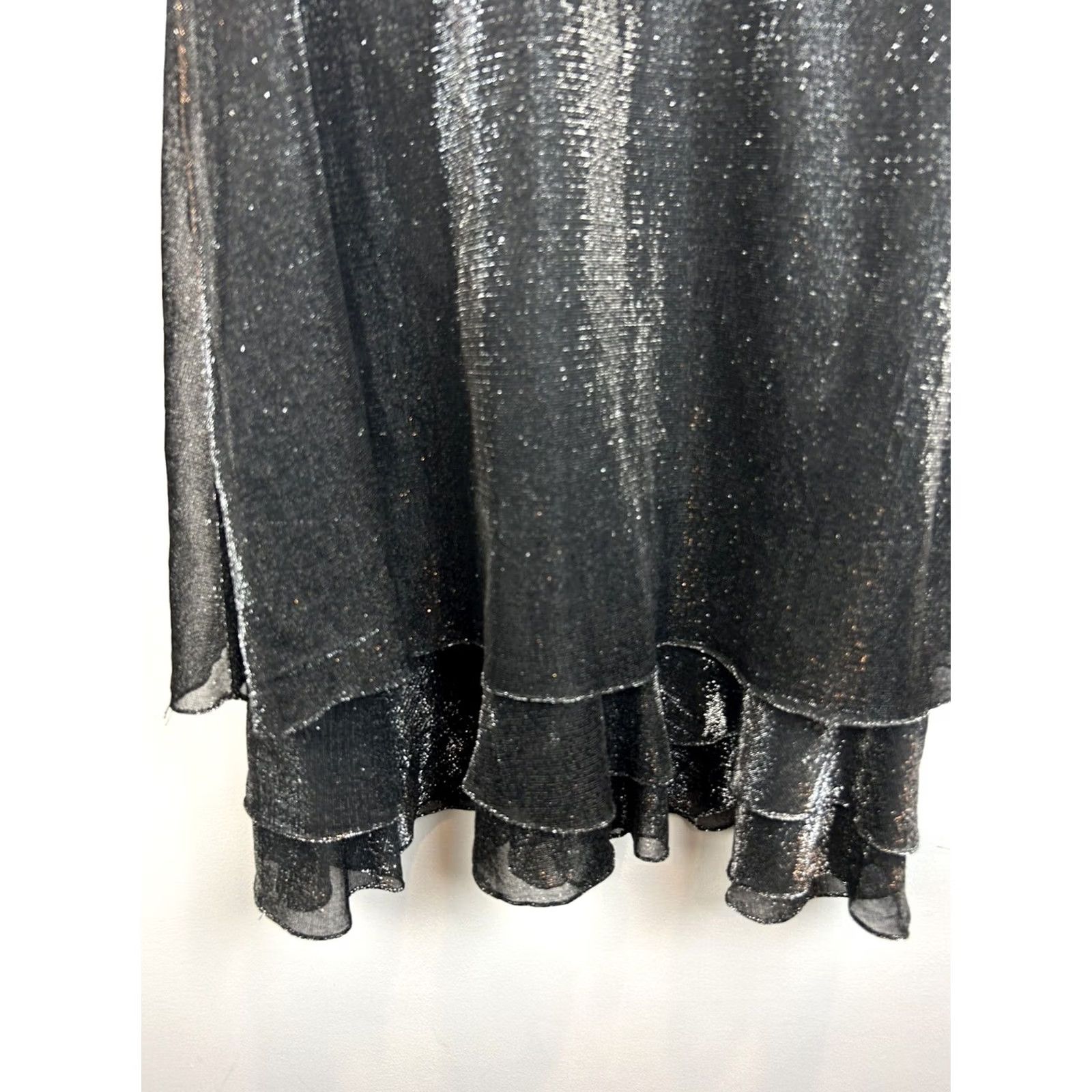 Vintage VINTAGE Late Edition ltd Party Dress Empire 8 Evening Cocktail Dress Silver Black Gray Ruffle United States 1980s Womens Size M / US 6-8 / IT 42-44 - 4 Thumbnail