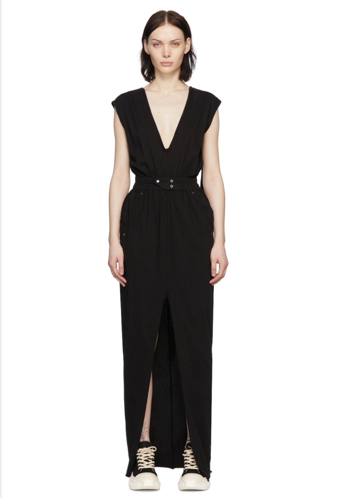 Rick Owens × Rick Owens Drkshdw Rick Owens Drkshdw Black Phleg Cotton Jersey Long Dress Size S / US 4 / IT 40 - 1 Thumbnail