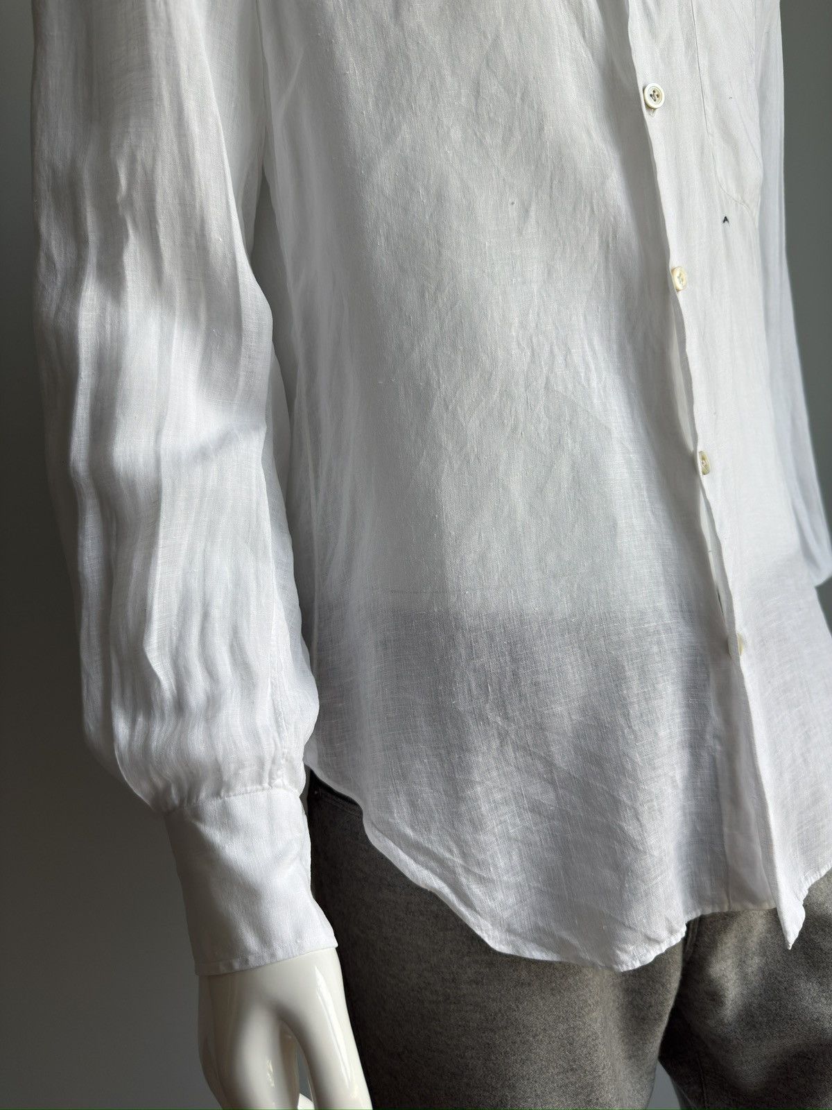 Kiton Kiton 100% Linen One Pocket Button Shirt White Mens Size US M / EU 48-50 / 2 - 11 Thumbnail