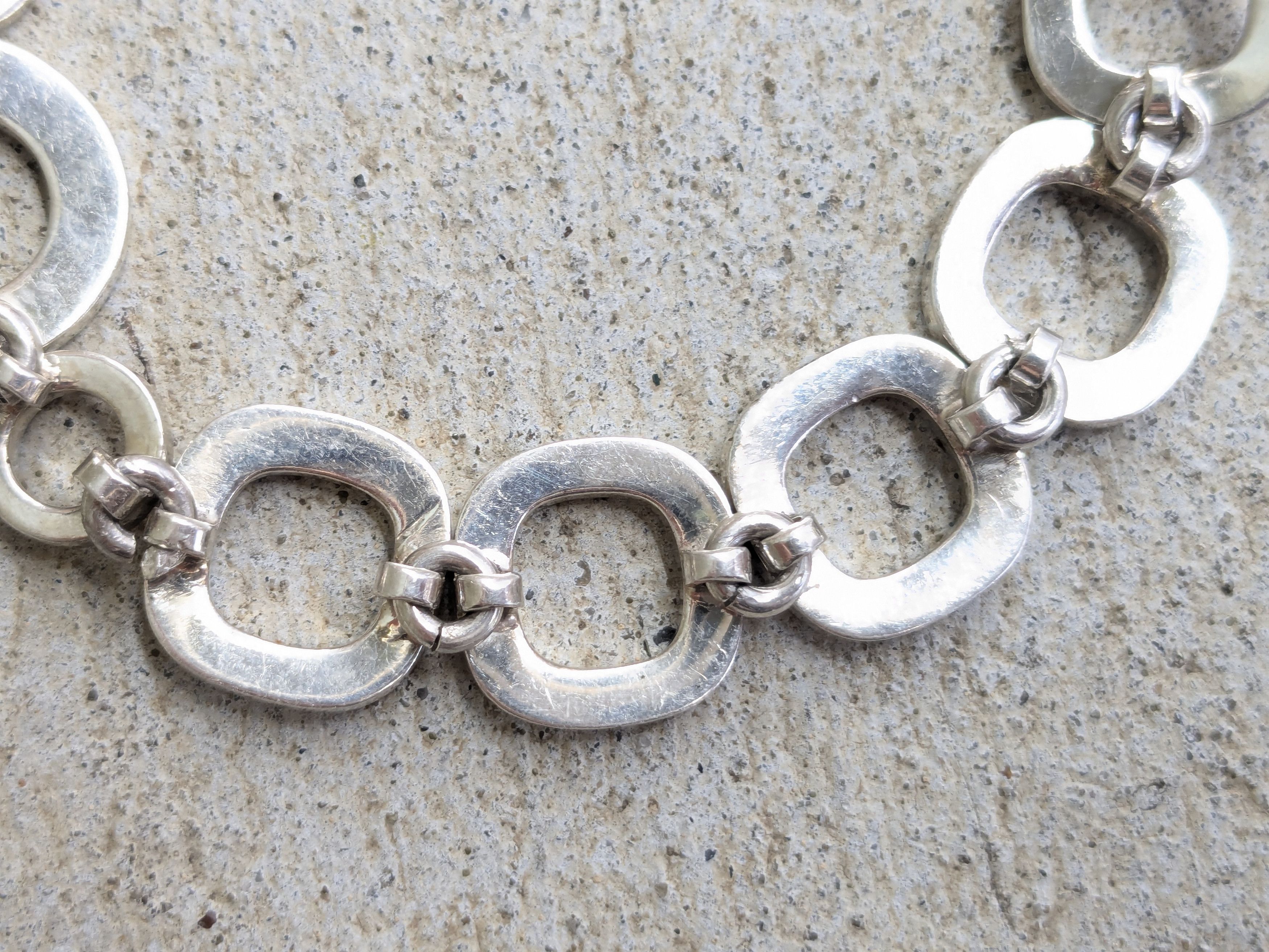 Sterling Silver × Vintage Sterling Silver Bracelet Round Square Modern Abstract Size ONE SIZE - 13 Thumbnail