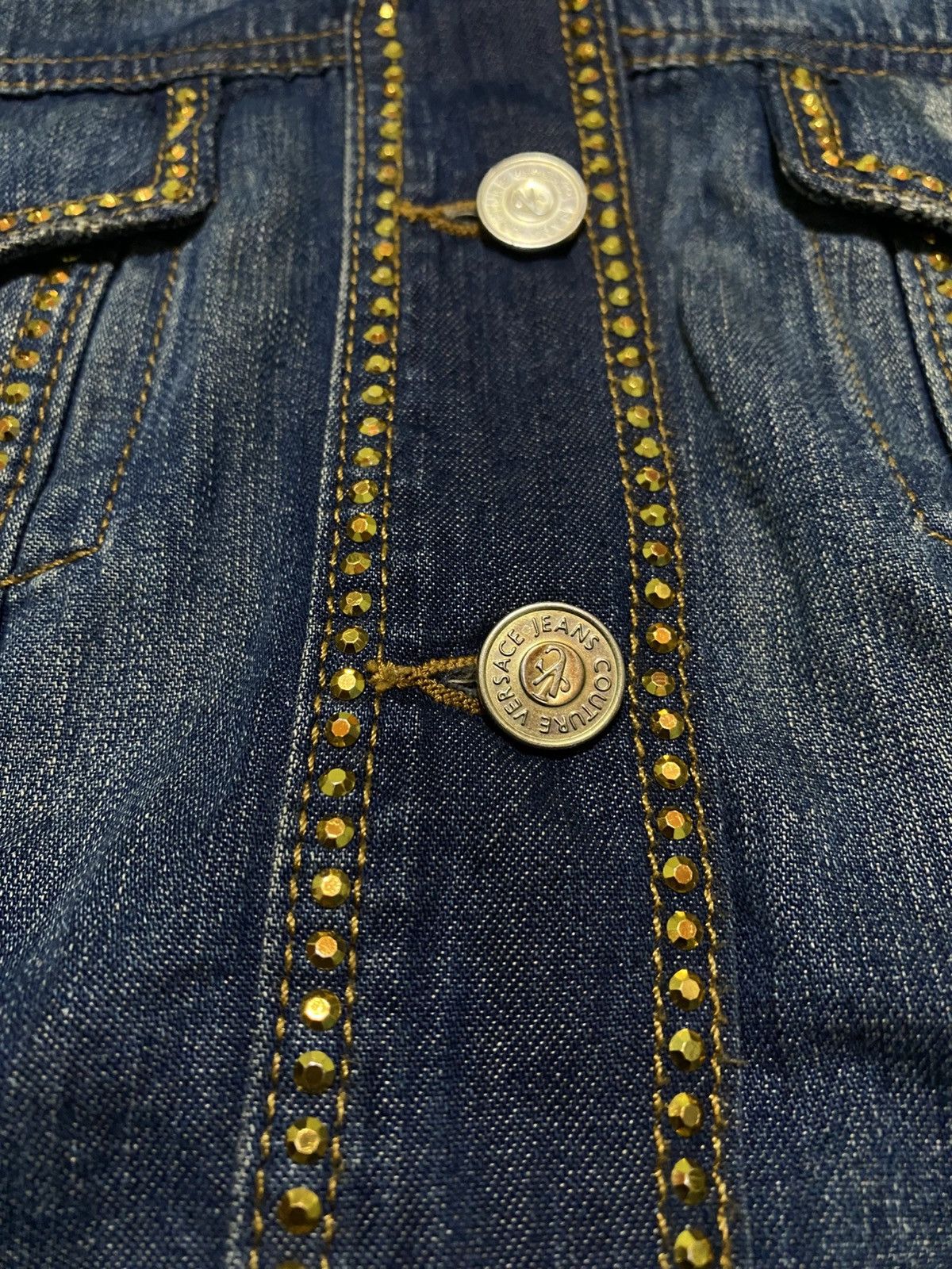 Versace Jeans Couture VERSACE JEAN COUTURE STUDDED DISTRESSED DENIM JACKET Size M / US 6-8 / IT 42-44 - 2 Thumbnail