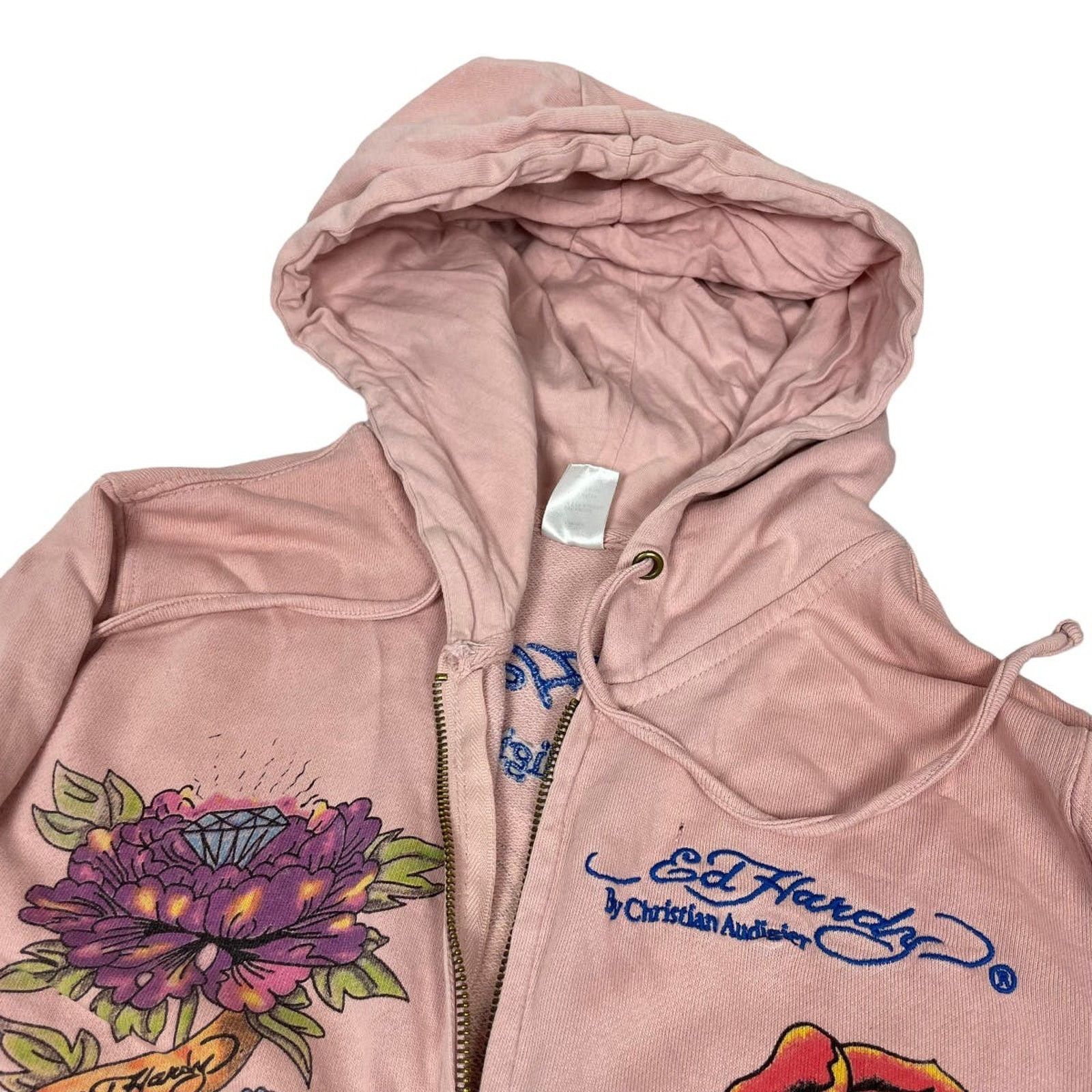 Ed Hardy Ed Hardy Women's Pink Cotton Full Zip Hooded Jacket Medium Size M / US 6-8 / IT 42-44 - 3 Thumbnail