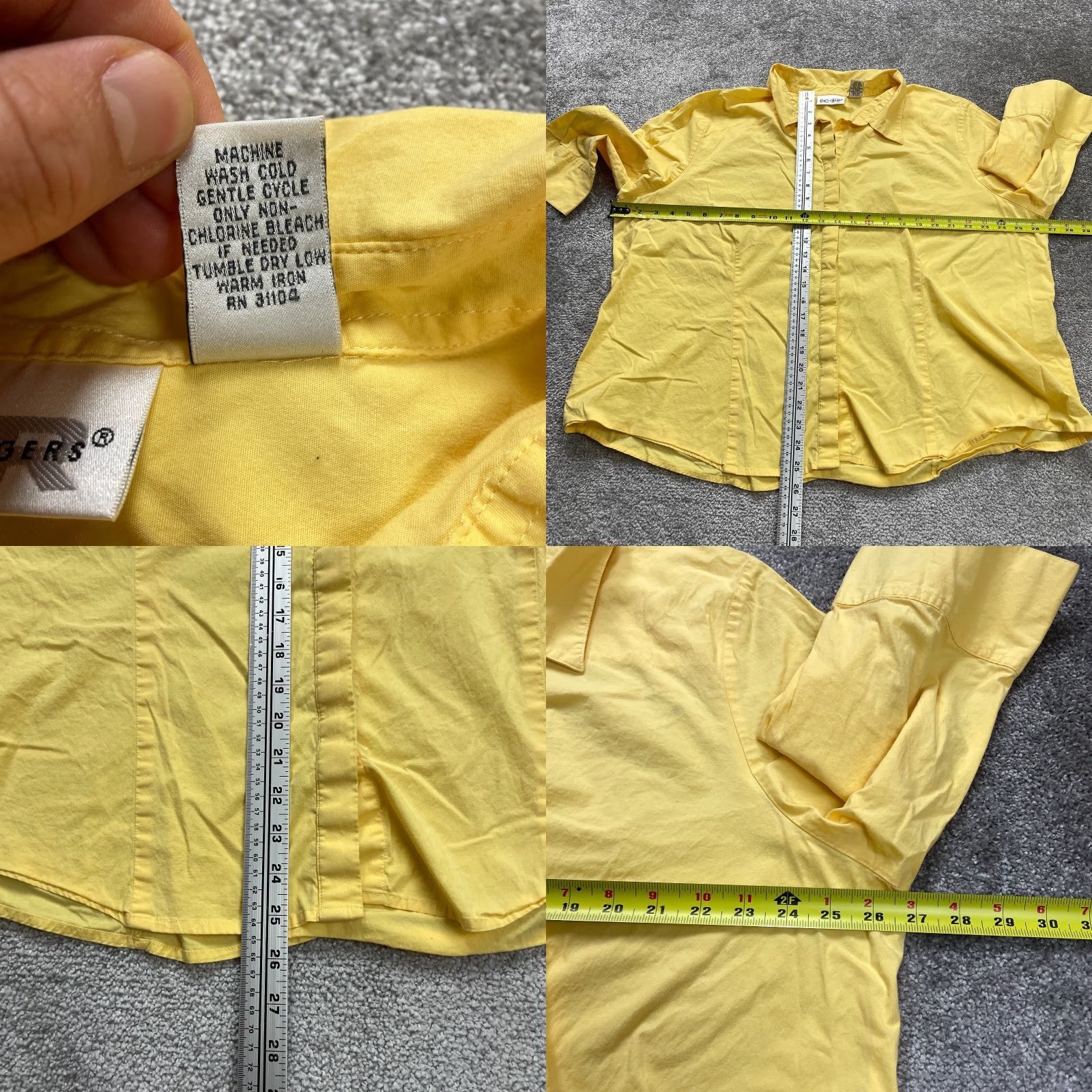 Vintage VINTAGE Kim Rogers Women's Button-Down Shirt 3XL Cotton Solid Yellow Casual Top 3/4 Sleeve Size XXL / US 16-18 / IT 52-54 - 8 Thumbnail