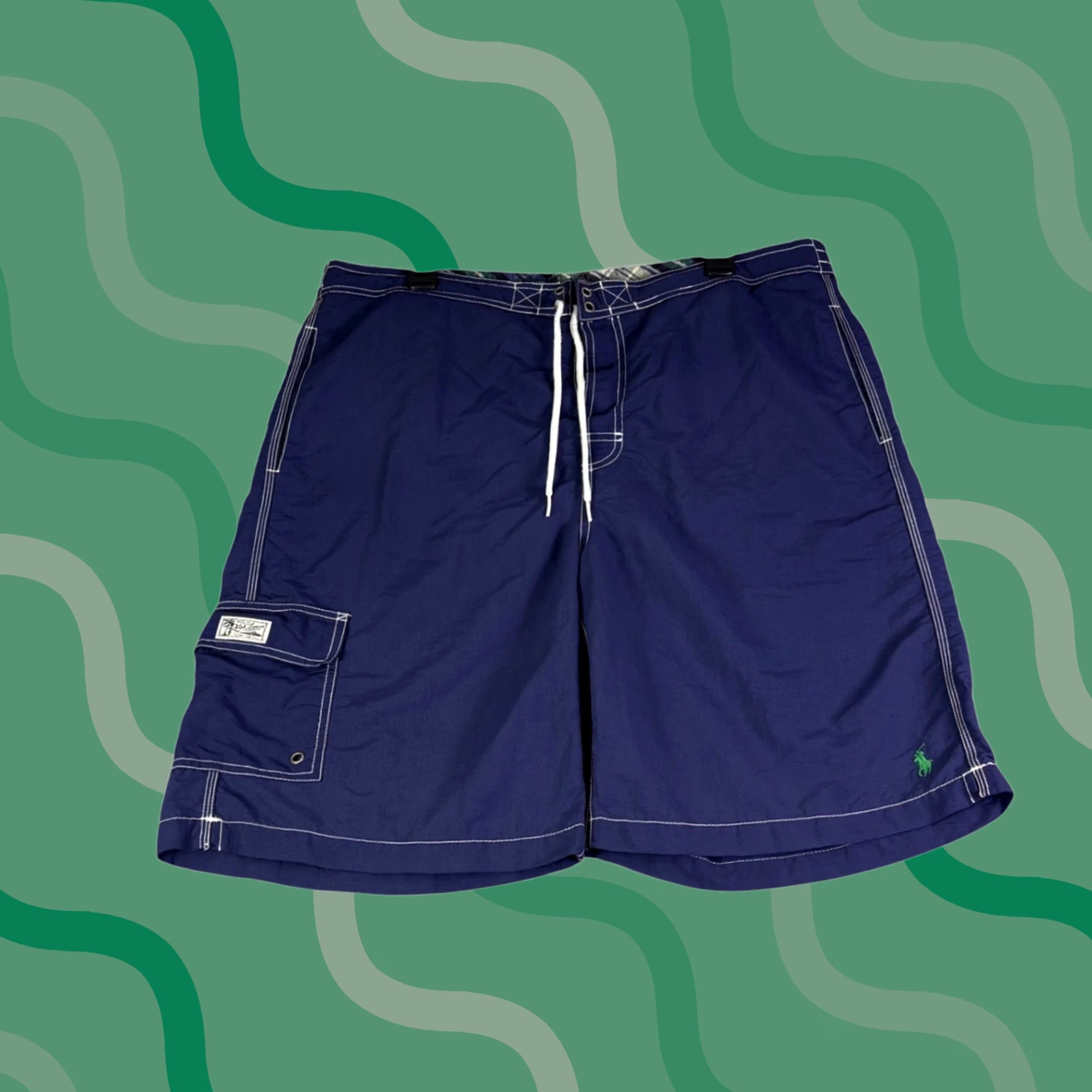 Polo Ralph Lauren Polo Ralph Lauren Mens Navy Blue Cargo Swim Trunks Board Shorts Pony Logo XL Size US XL / EU 56 / 4 - 1 Thumbnail