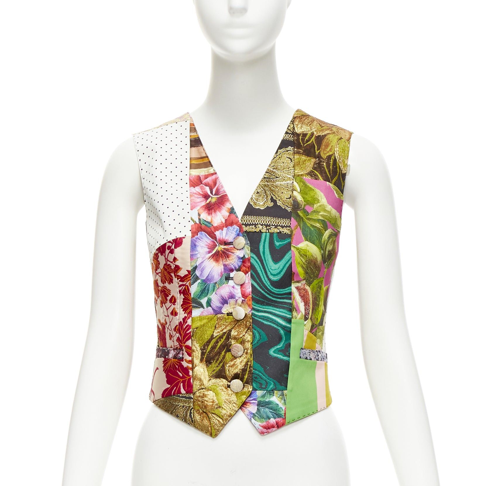 Dolce & Gabbana DOLCE GABBANA mixed floral brocade patchwork wrap button waistcoat vest top IT38 XS Size XS / US 0-2 / IT 36-38 - 1 Thumbnail