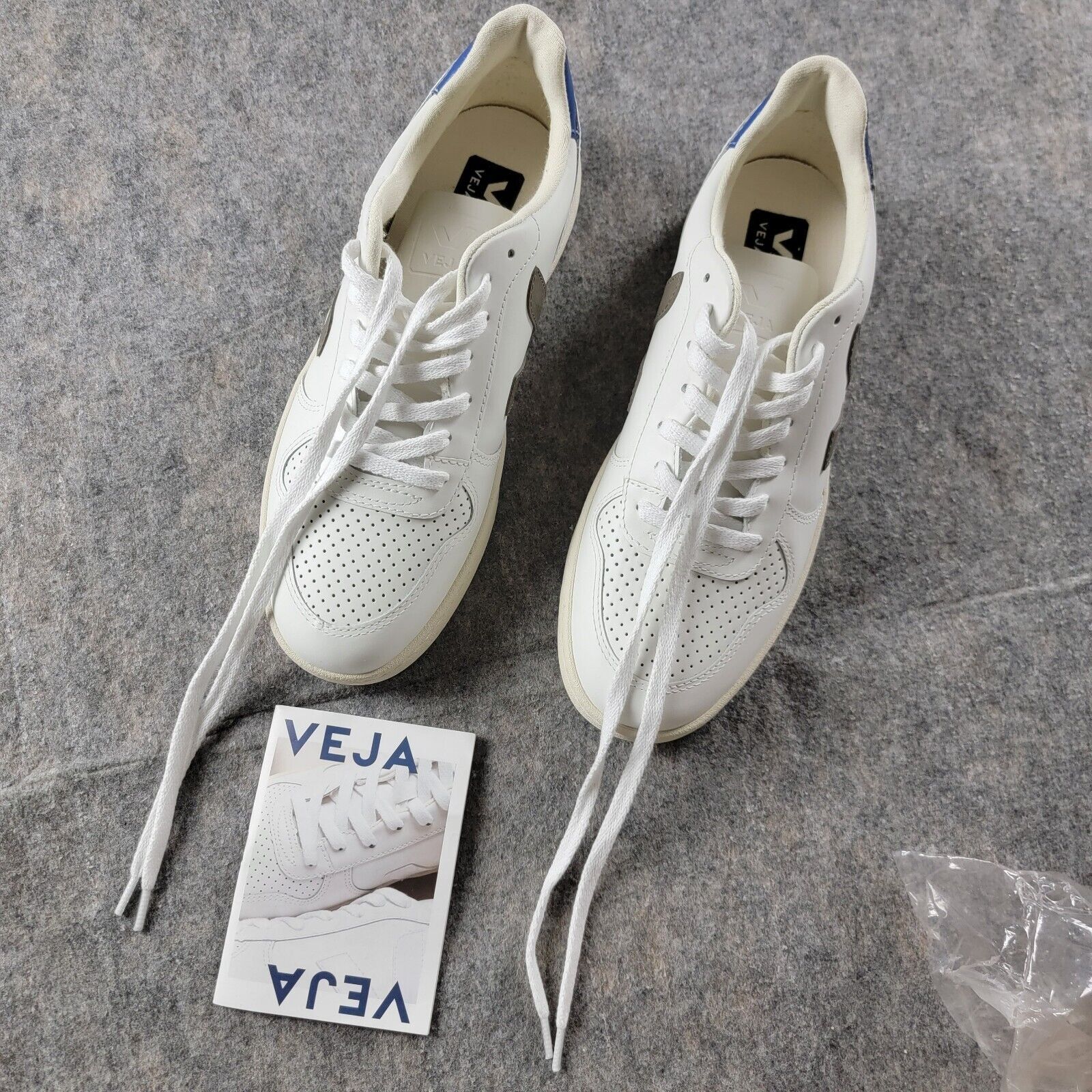 Veja Veja Leather Extra White Kaki Indigo Sneakers VX022283B Size US 8 / EU 41 - 2 Thumbnail