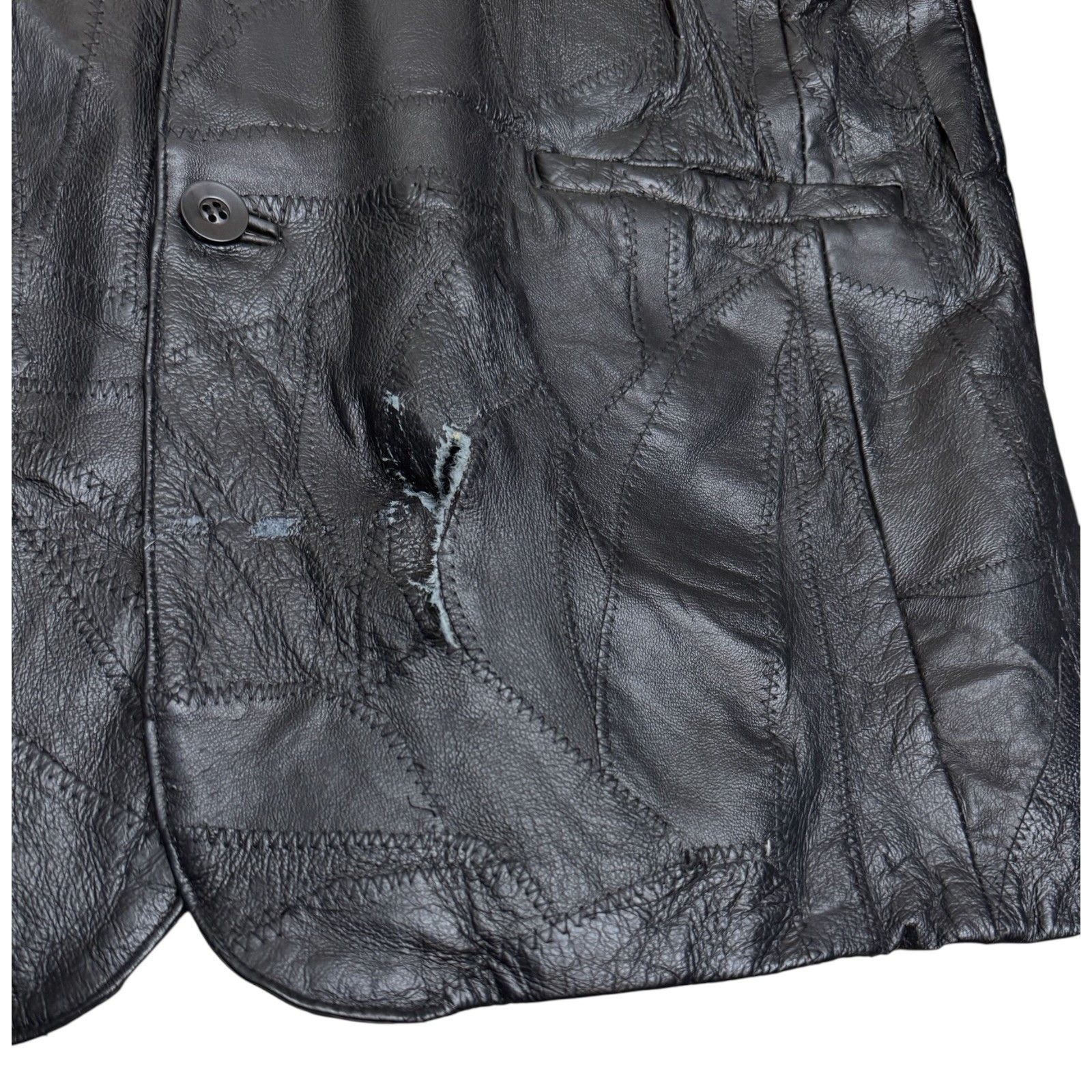 Vintage BAGAZIO Vintage Cross Stitch Genuine Leather Jacket Coat XL Size US XL / EU 56 / 4 - 5 Thumbnail