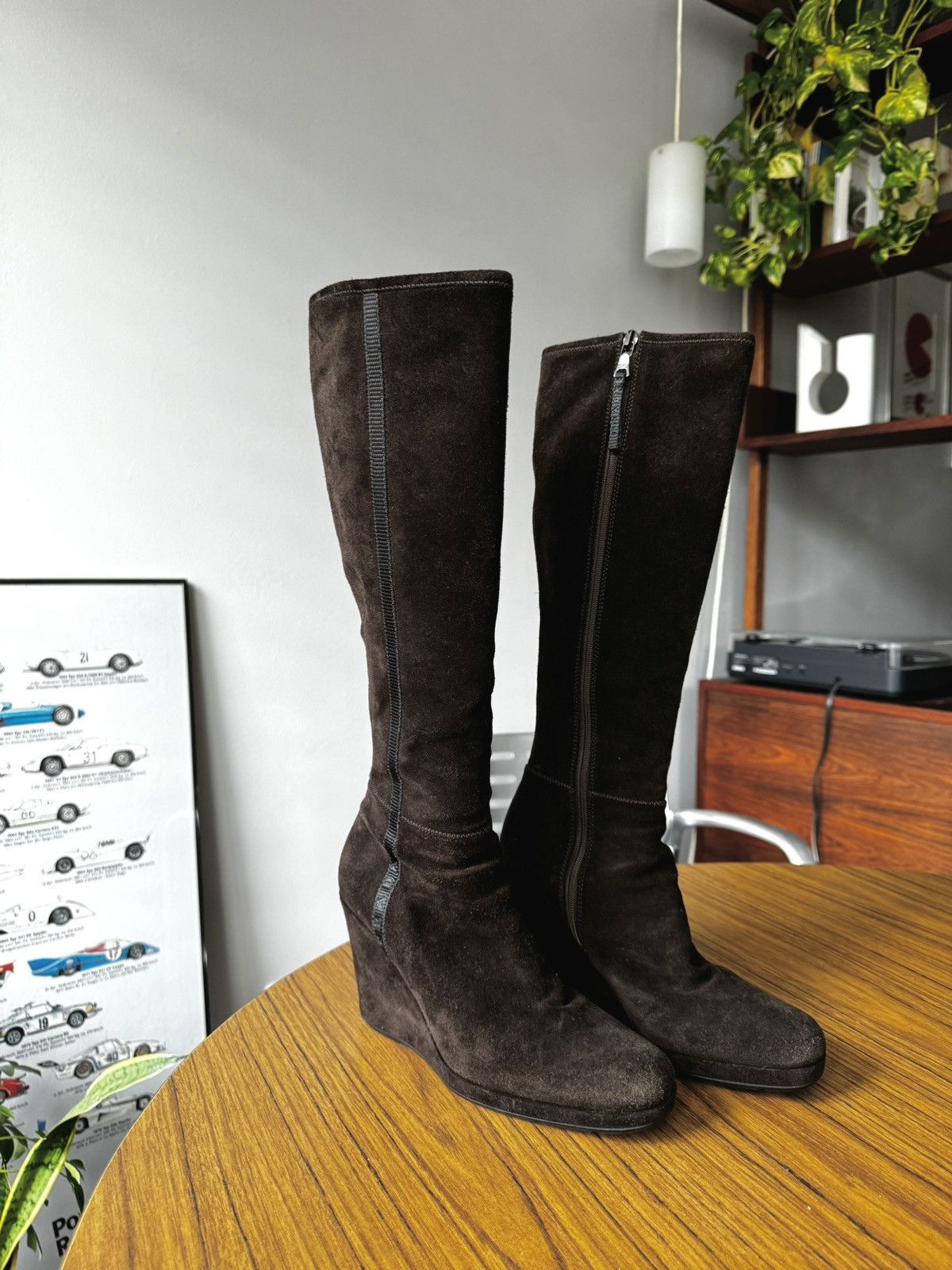 image of Prada Sport Suede Boots in Brown, Women's (Size 5.5)