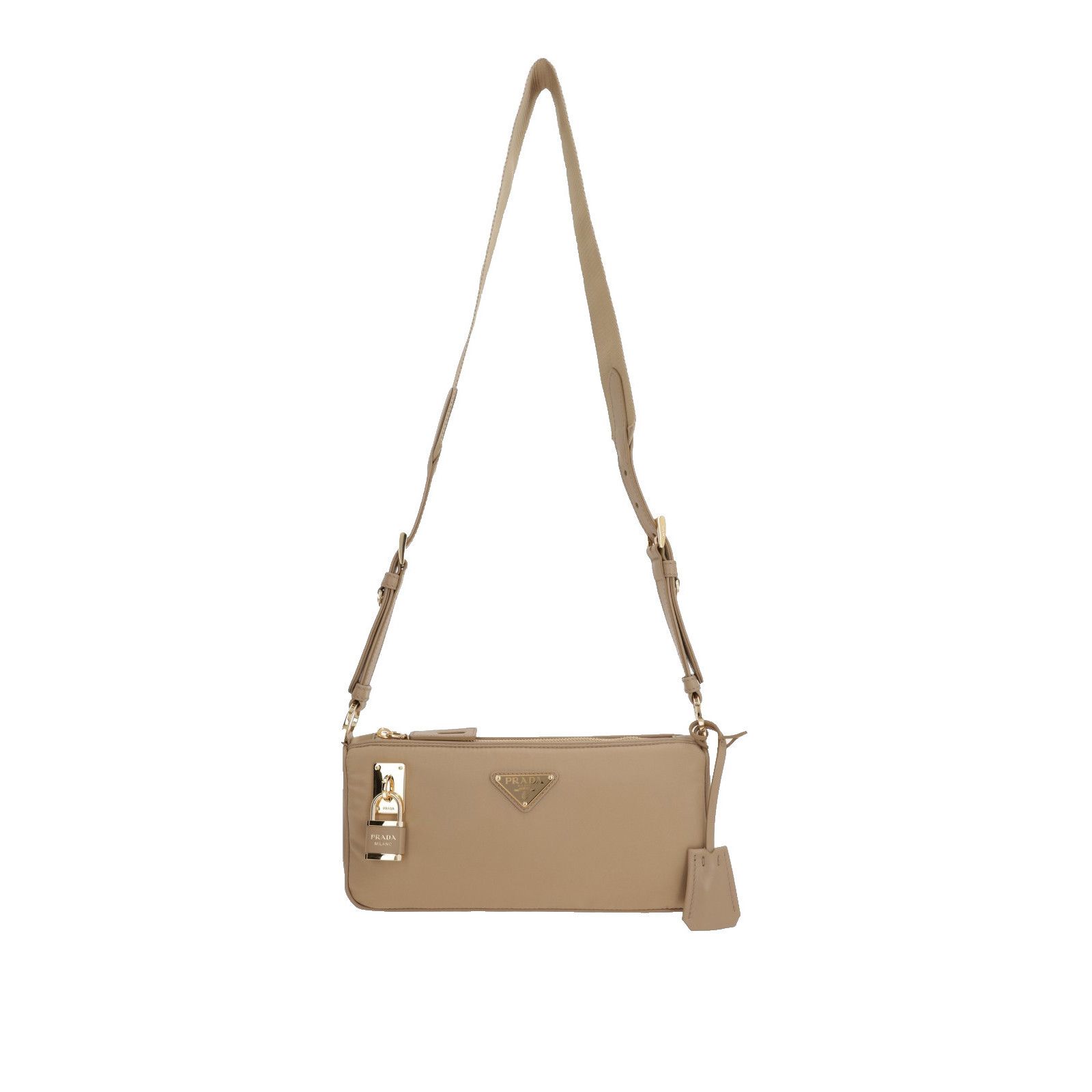 Prada PRADA Camel Brown Small Re-Nylon/Leather Shoulder Bag New & Size ONE SIZE - 1 Thumbnail