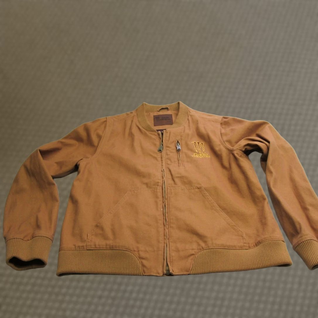 Vintage Java Monster Energy Bomber Jacket Womens XL Beige Duck Canvas Rugged Work Zip Size XL / US 12-14 / IT 48-50 - 1 Thumbnail