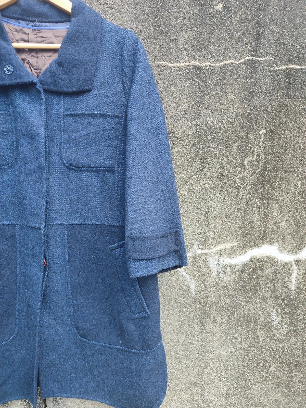 Benetton × Designer Stile Benetton Wool Blend Coat – Minimalist Boxy Navy Jacket Size US S / EU 44-46 / 1 - 3 Thumbnail