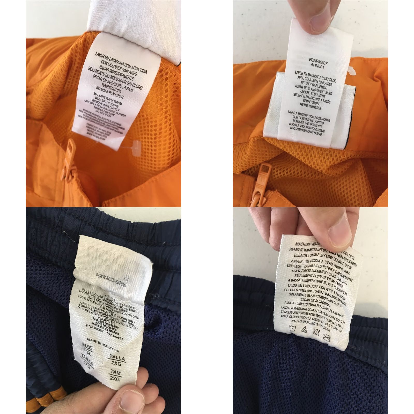 Adidas VINTAGE 90s Adidas Orange Windbreaker Track Suit Jacket Pants 2XL Nylon Retro Size 48R - 9 Thumbnail
