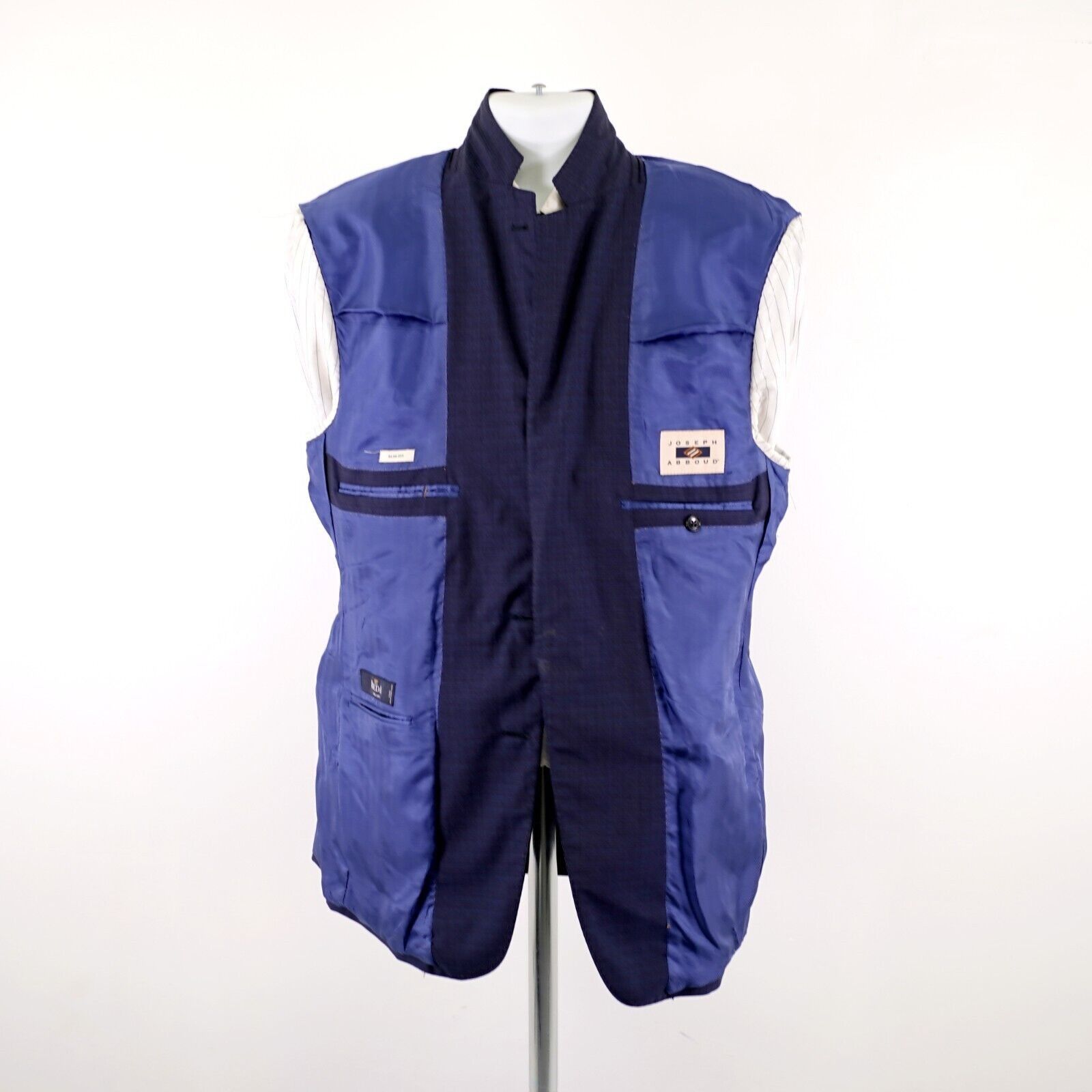 Joseph Abboud Joseph Abboud Reda Super 110s Wool Blue Check 40R 2 Button S Size 40R - 12 Thumbnail