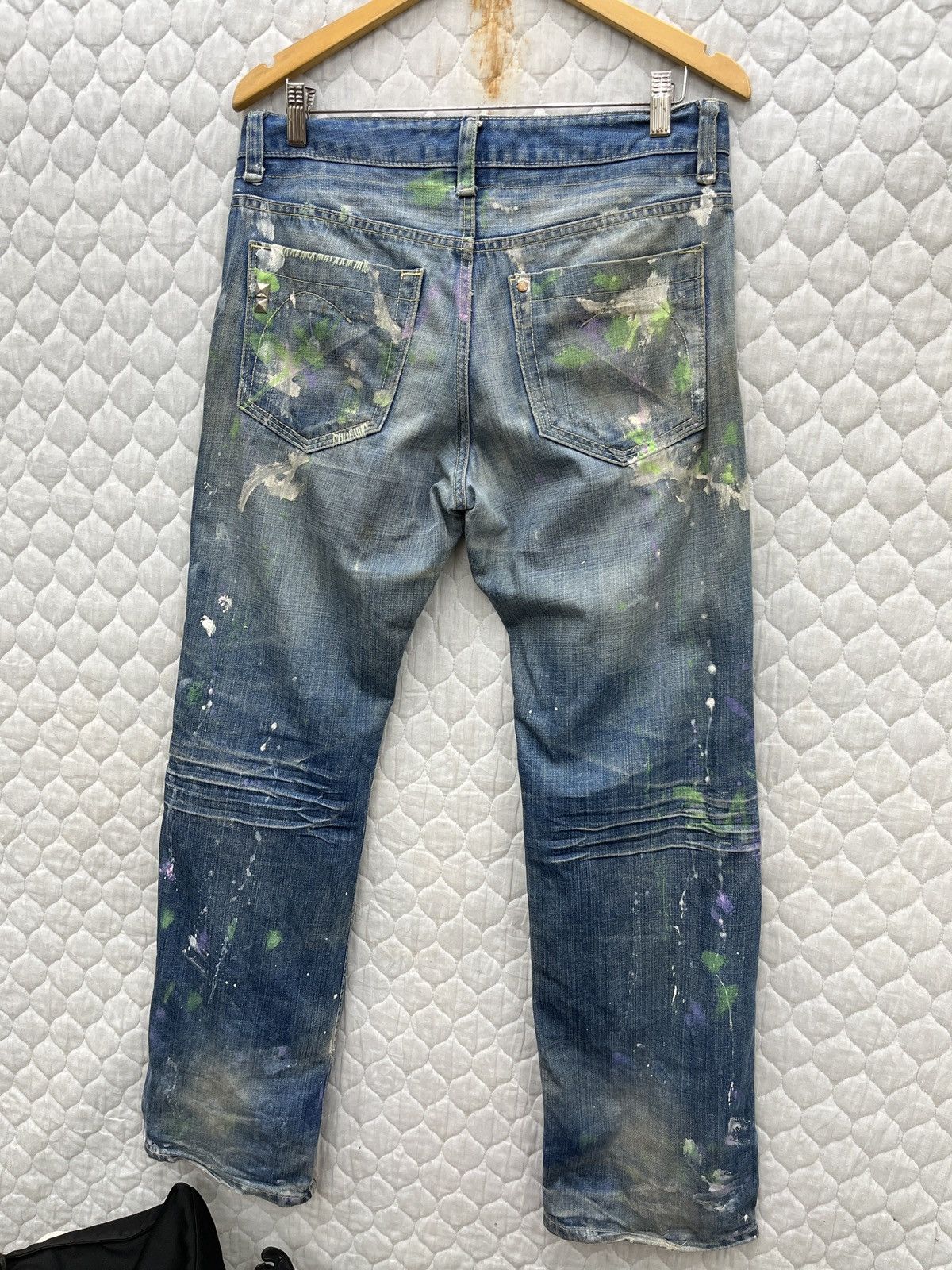 Japanese Brand 🔥🔥🔥ARCHIVE LUXY SPLATTER PAINT DENIM Size US 33 - 10 Thumbnail