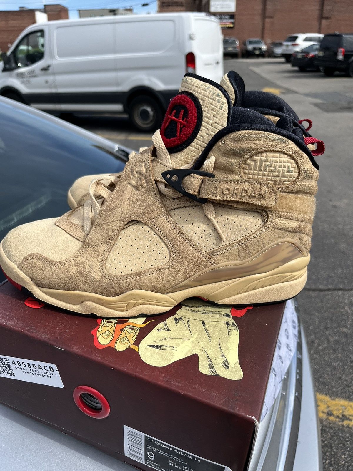 image of Jordan Brand 8 Black Samurai Shoes in Beige, Men's (Size 9)