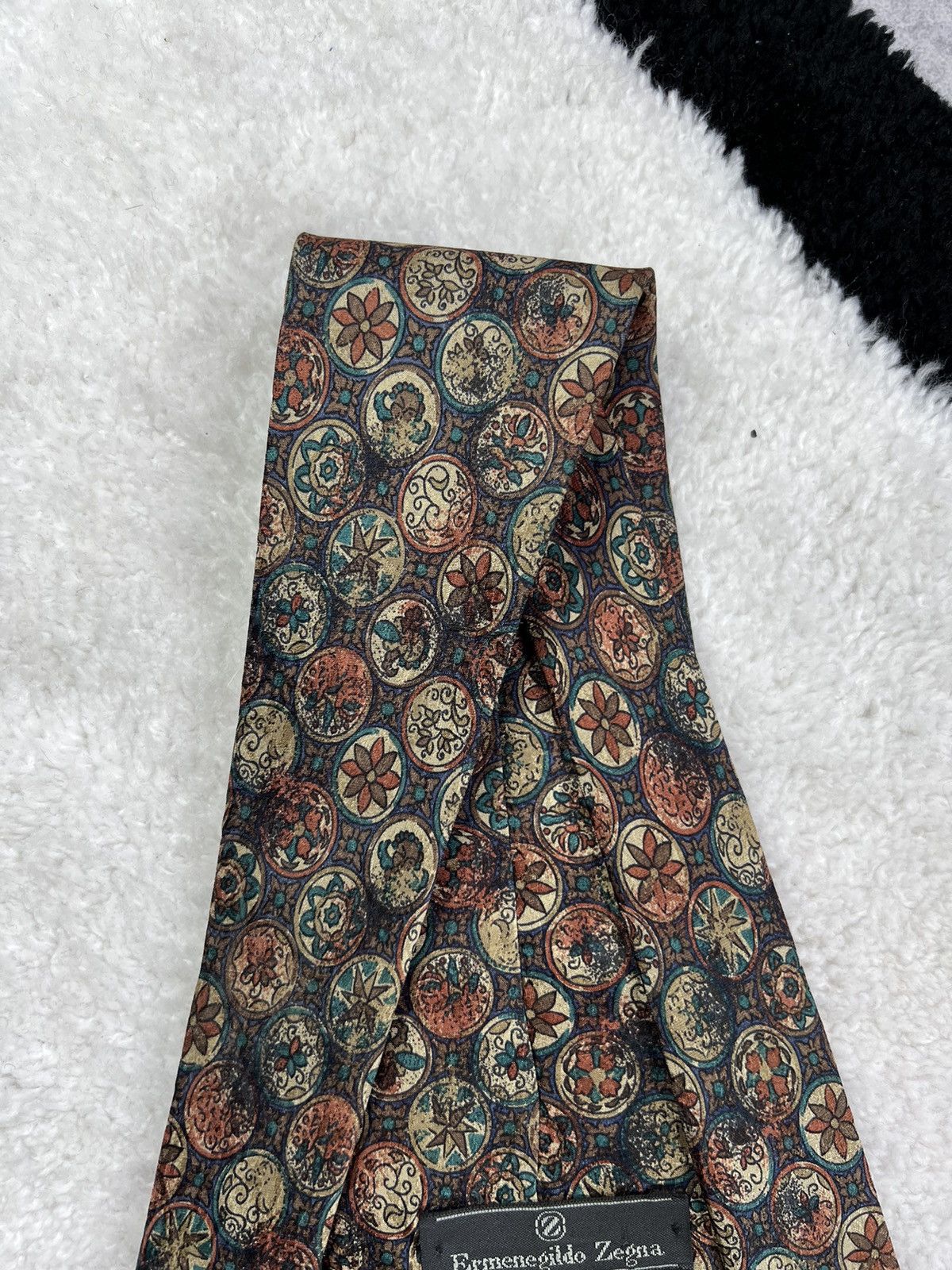 Ermenegildo Zegna Vintage Ermenegildo Zegna Silk Geometric Brown Luxury Tie Size ONE SIZE - 12 Thumbnail