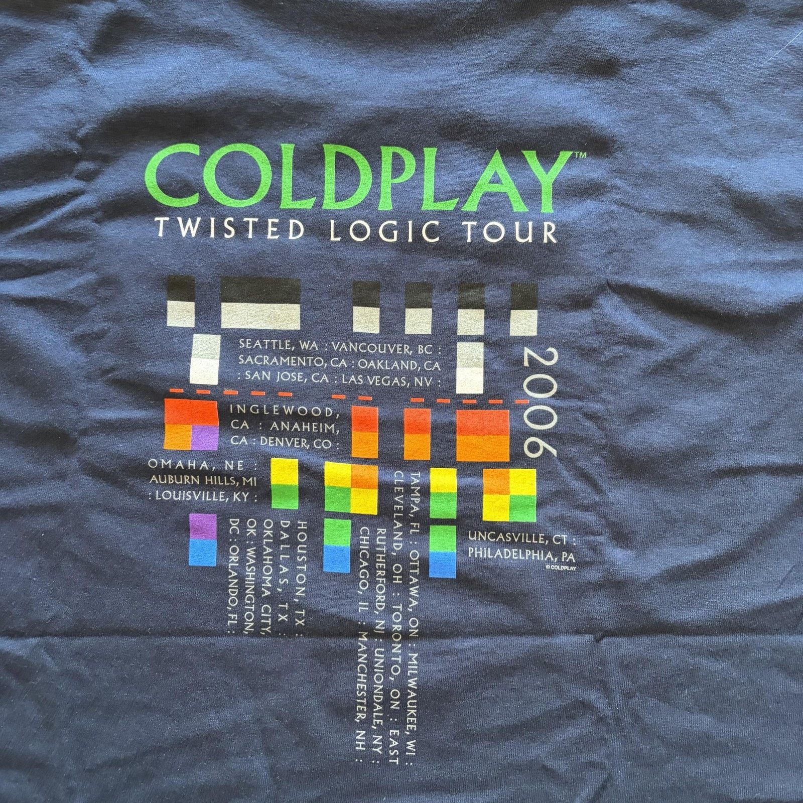 Gildan Vtg Coldplay Twisted Logic Tour Shirt Mens Medium Blue 2006 Size US M / EU 48-50 / 2 - 8 Thumbnail