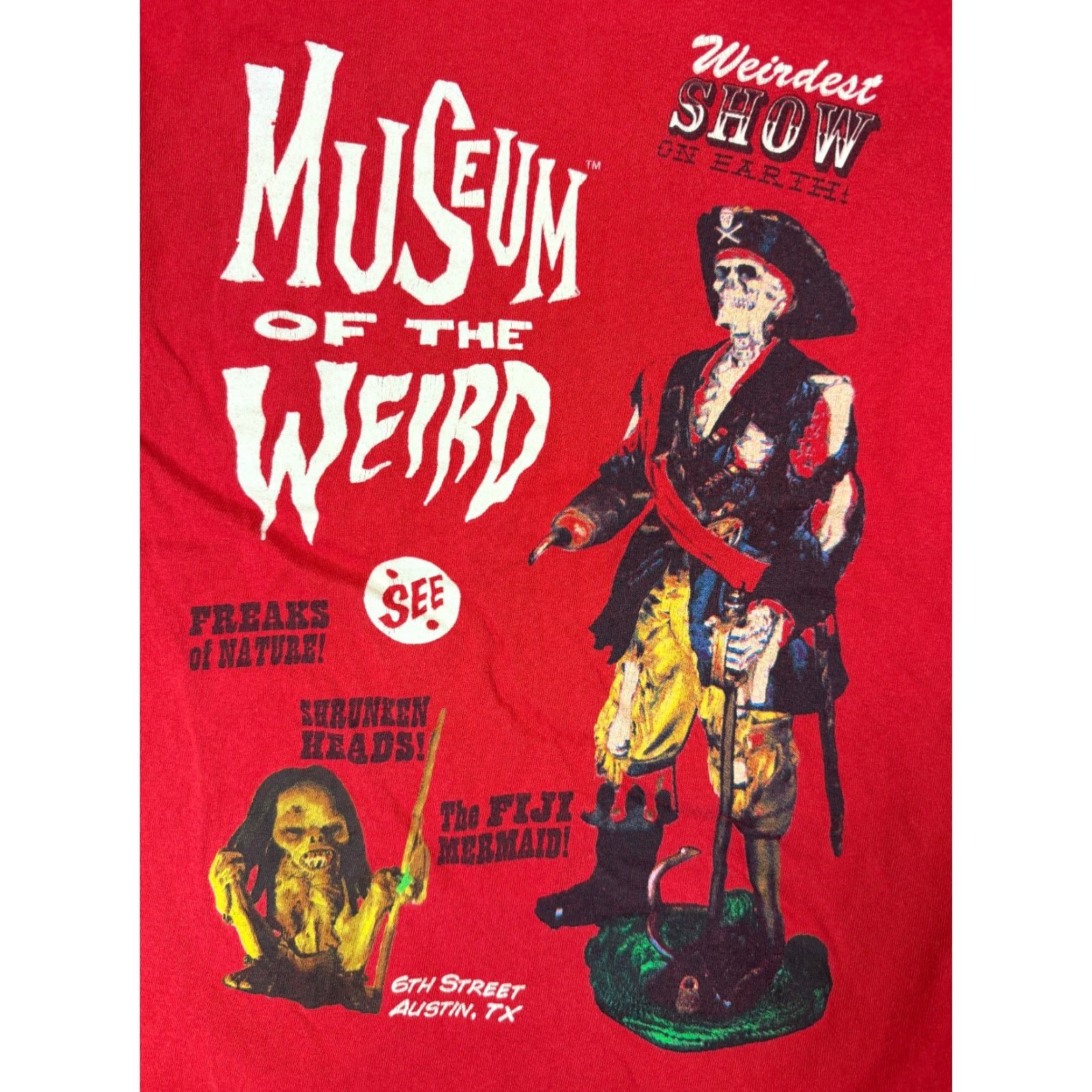 Gildan Museum of the Weird Shirt Large 6th Street Austin Texas Freaks Mermaid Pirate Size US L / EU 52-54 / 3 - 2 Thumbnail