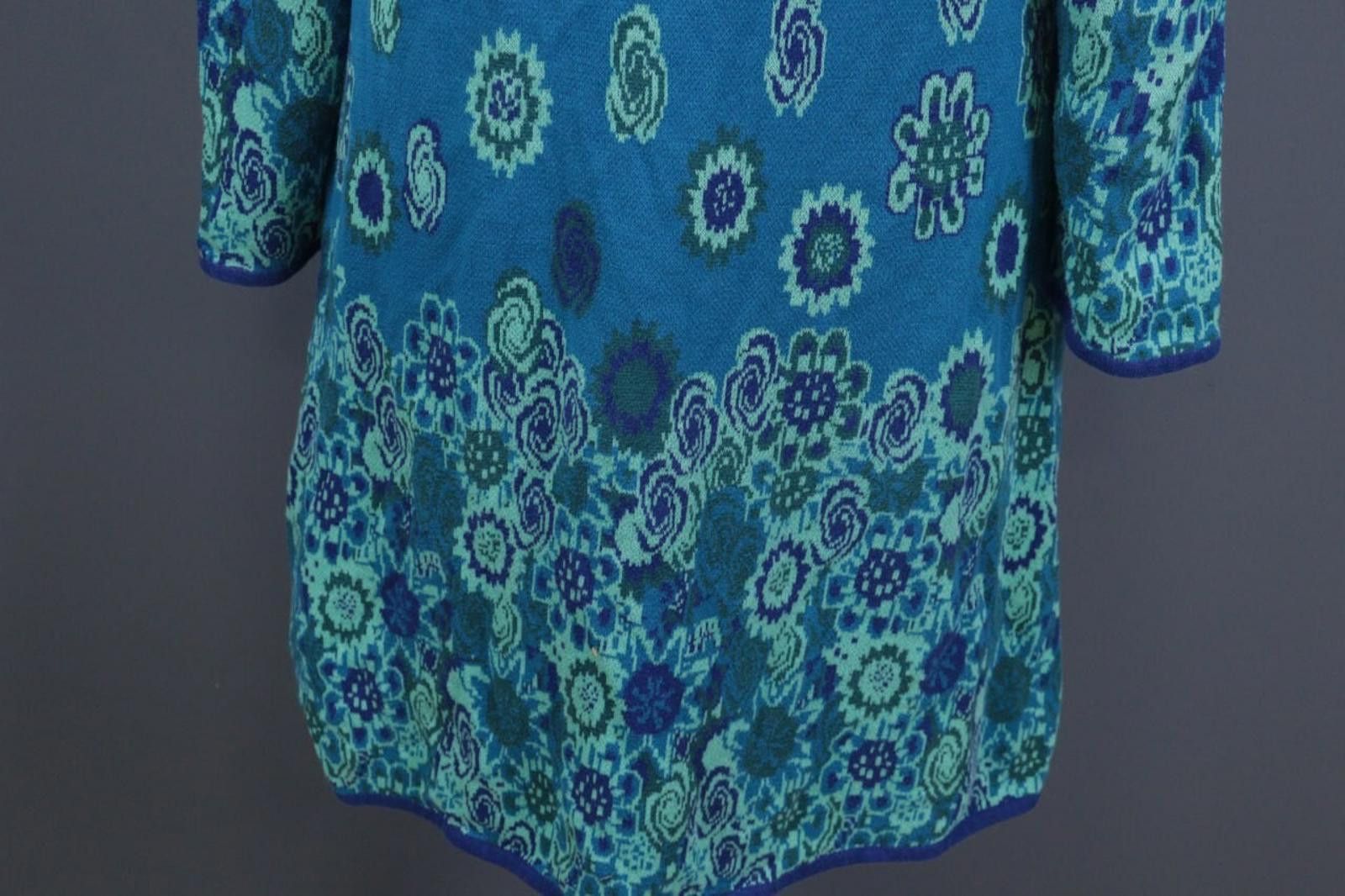 Designer Deerberg Blue Full Zip Floral Lagenlook Coat Jacket Size L Size L / US 10 / IT 46 - 12 Thumbnail