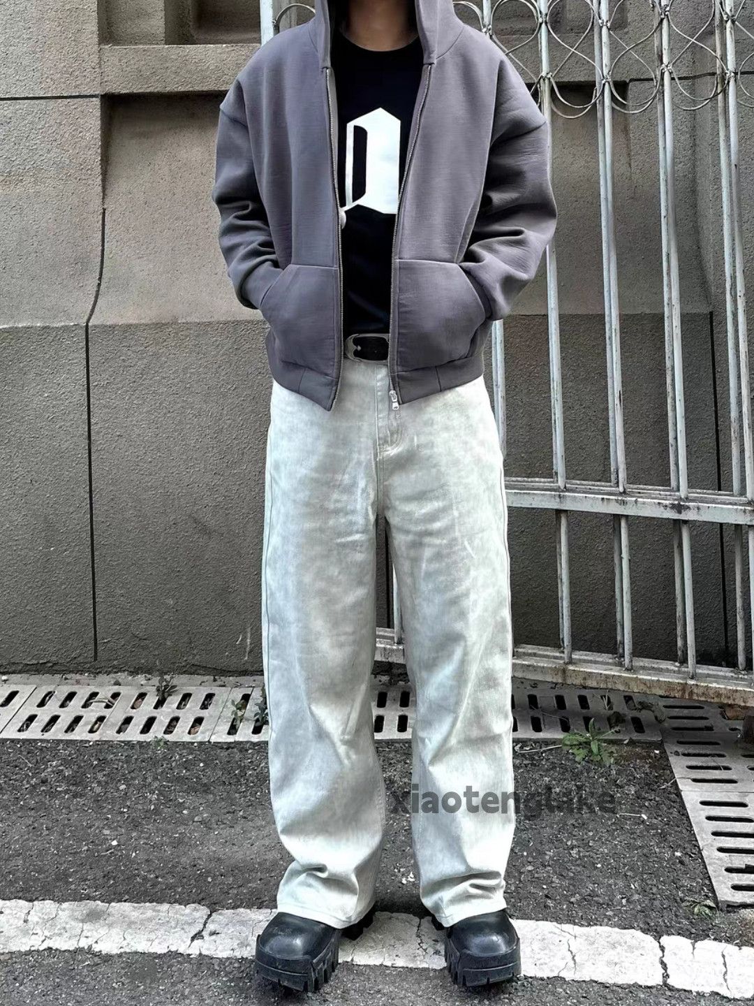 Unisex outdoor utility skate hiphop stain cargo yuppie jeans