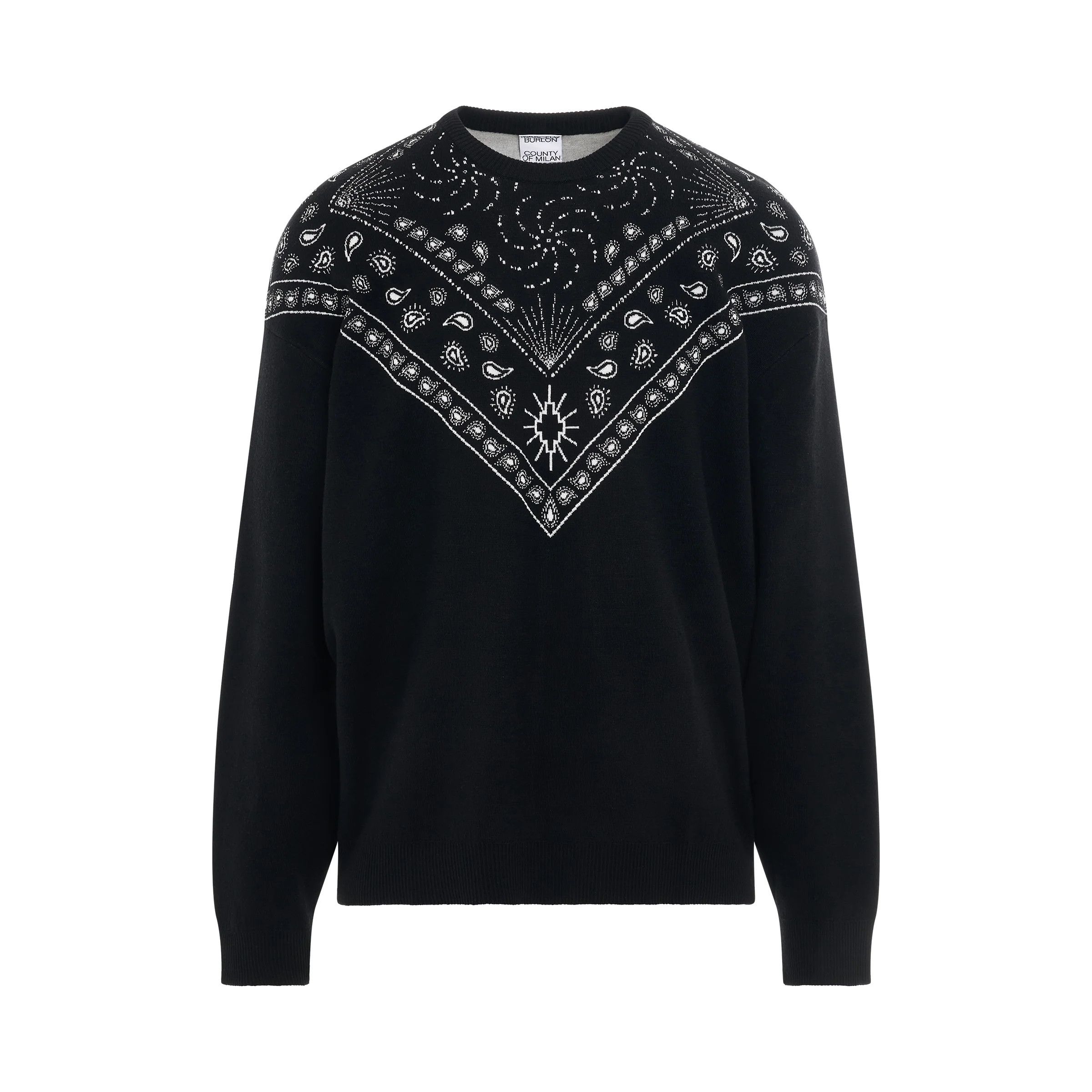 Marcelo Burlon o1mris0824 Crew Sweater in Black/White Size US S / EU 44-46 / 1 - 1 Thumbnail