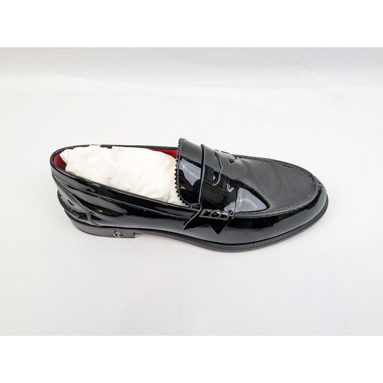Christian Louboutin o1rshd1 Patent No Penny Flat Shoes in Black/Silver Size US 8.5 / EU 41-42 - 3 Thumbnail