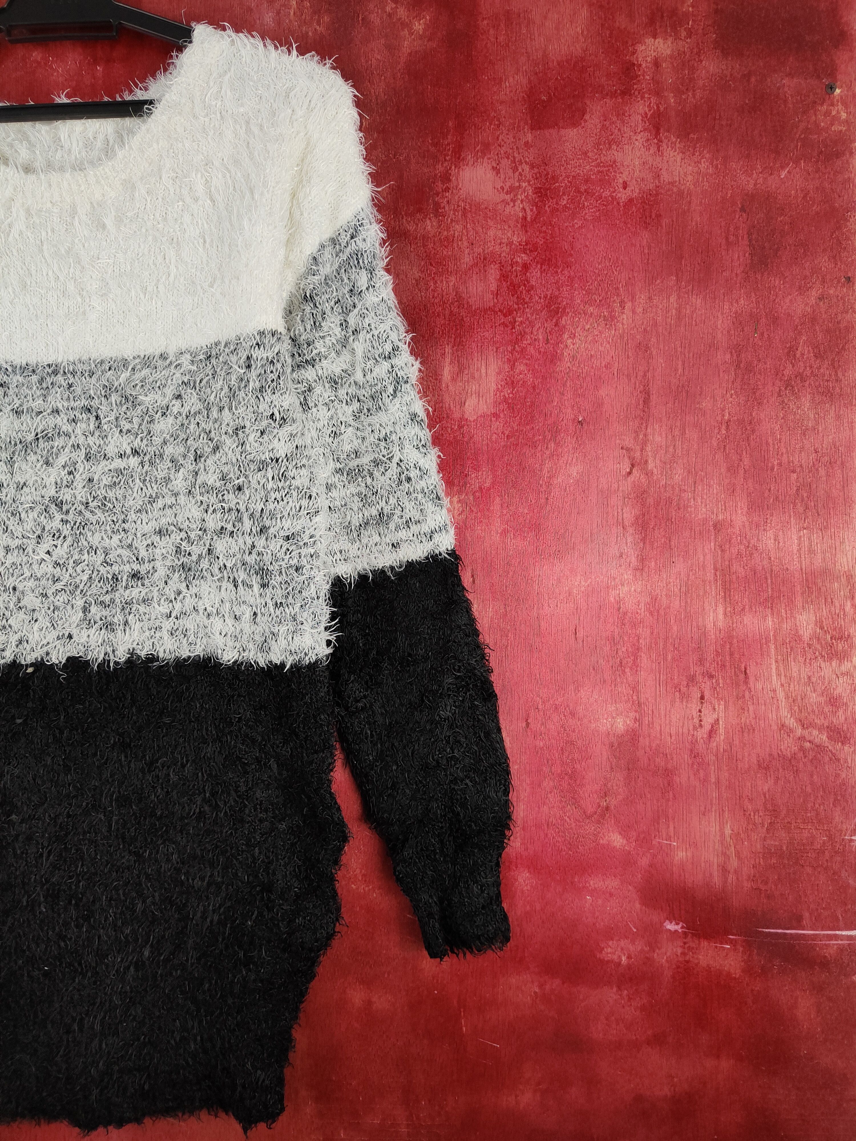 Homespun Knitwear × Japanese Brand Sureve Black White Shag Shaggy Fur Mohair Knitwear #S2024 Size L / US 10 / IT 46 - 5 Thumbnail
