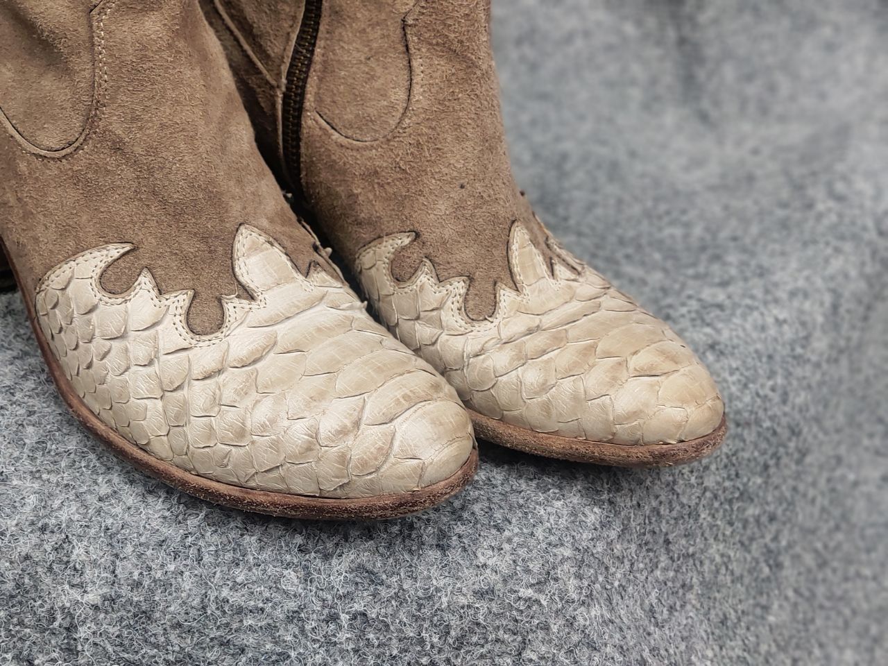 Vintage Fauzian Jeunesse Leather reptile Western Ankle Boots Zip Size US 7 / IT 37 - 14 Thumbnail