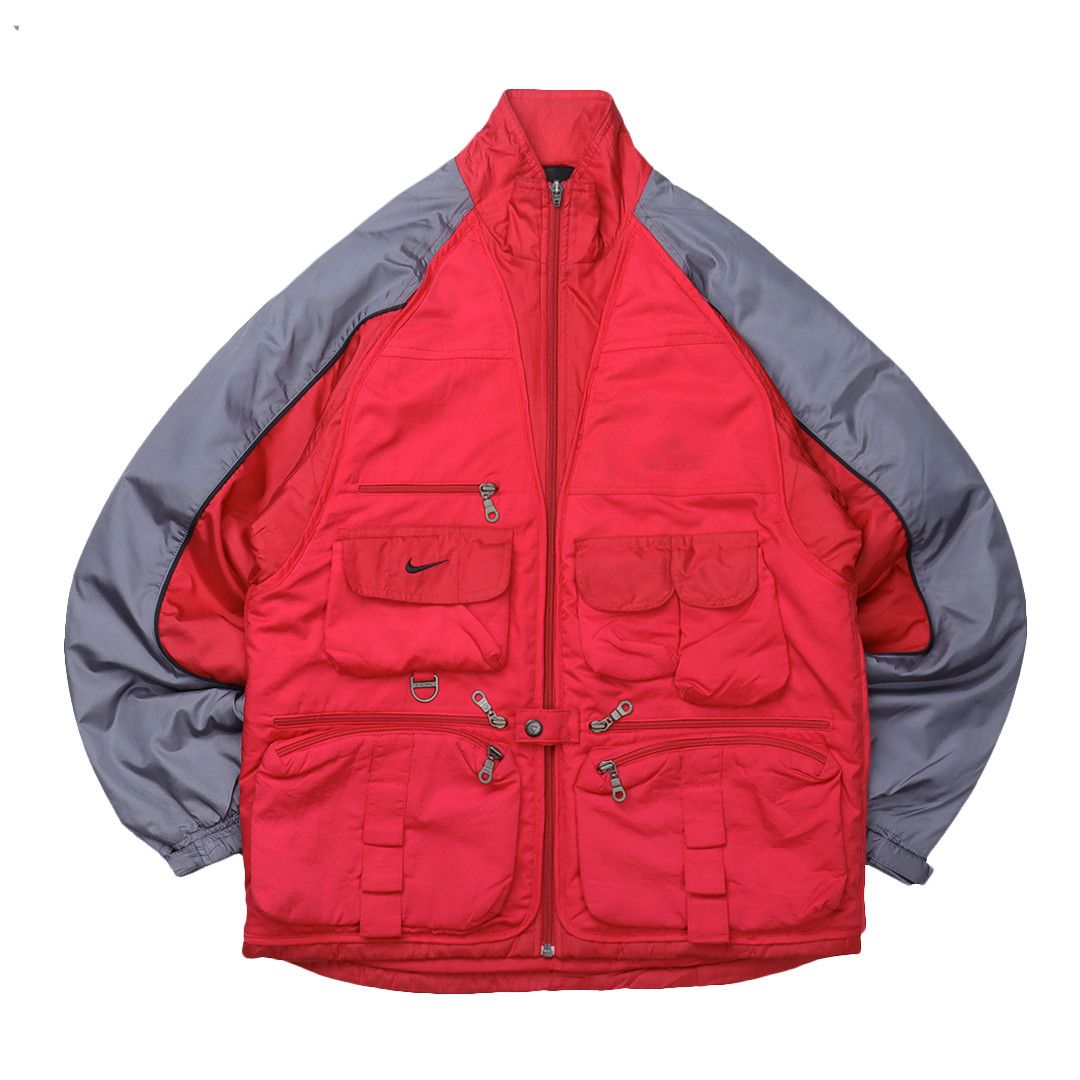 Nike Reworked Nike Tactical Zip-up Tracktop Red Grey | Grailed