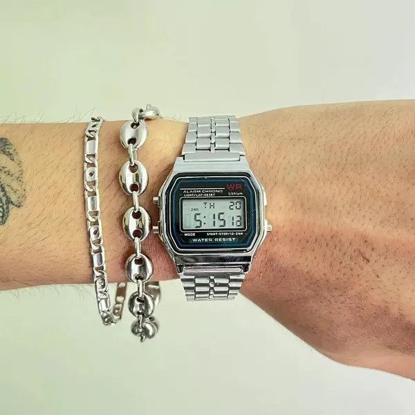 VIBE y2k 2000s vintage style stainless steel silver digital watch Size ONE SIZE - 5 Thumbnail