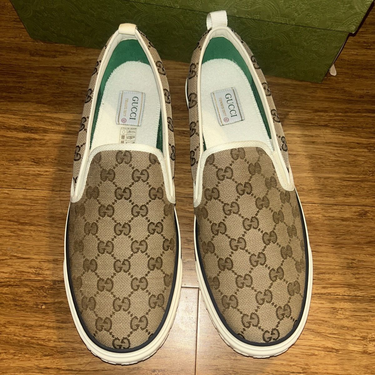 Gucci Gucci Men's Tennis 1977 Slip-On Beige Ebony size 12 Size US 12 / EU 45 - 5 Thumbnail