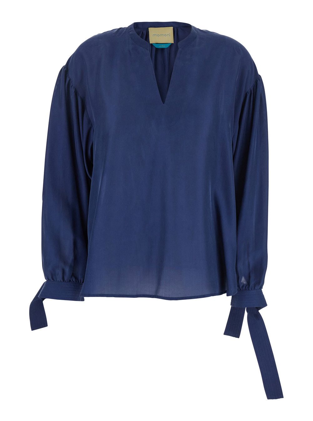 Missoni 'Musa' Blue Blouse with V Neck and Cuffs with Bow in Silk Woman Size M / US 6-8 / IT 42-44 - 1 Thumbnail