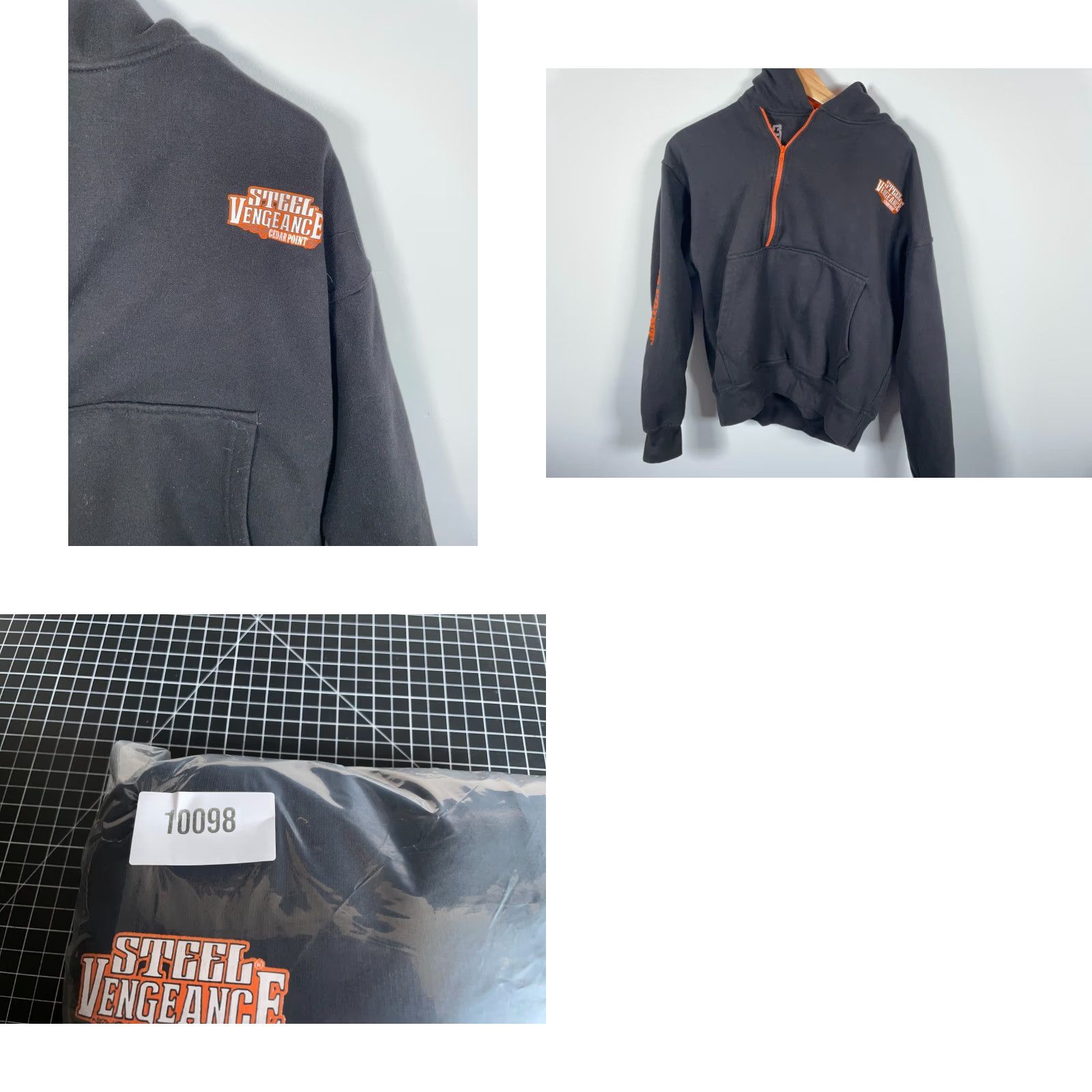 Vintage VINTAGE Cedar Point Steel Vengeance 1/4 Zip Hoodie Adult Large Black Embroidered Men Pullover Hooded Casual Sweatshirt Size US L / EU 52-54 / 3 - 9 Thumbnail