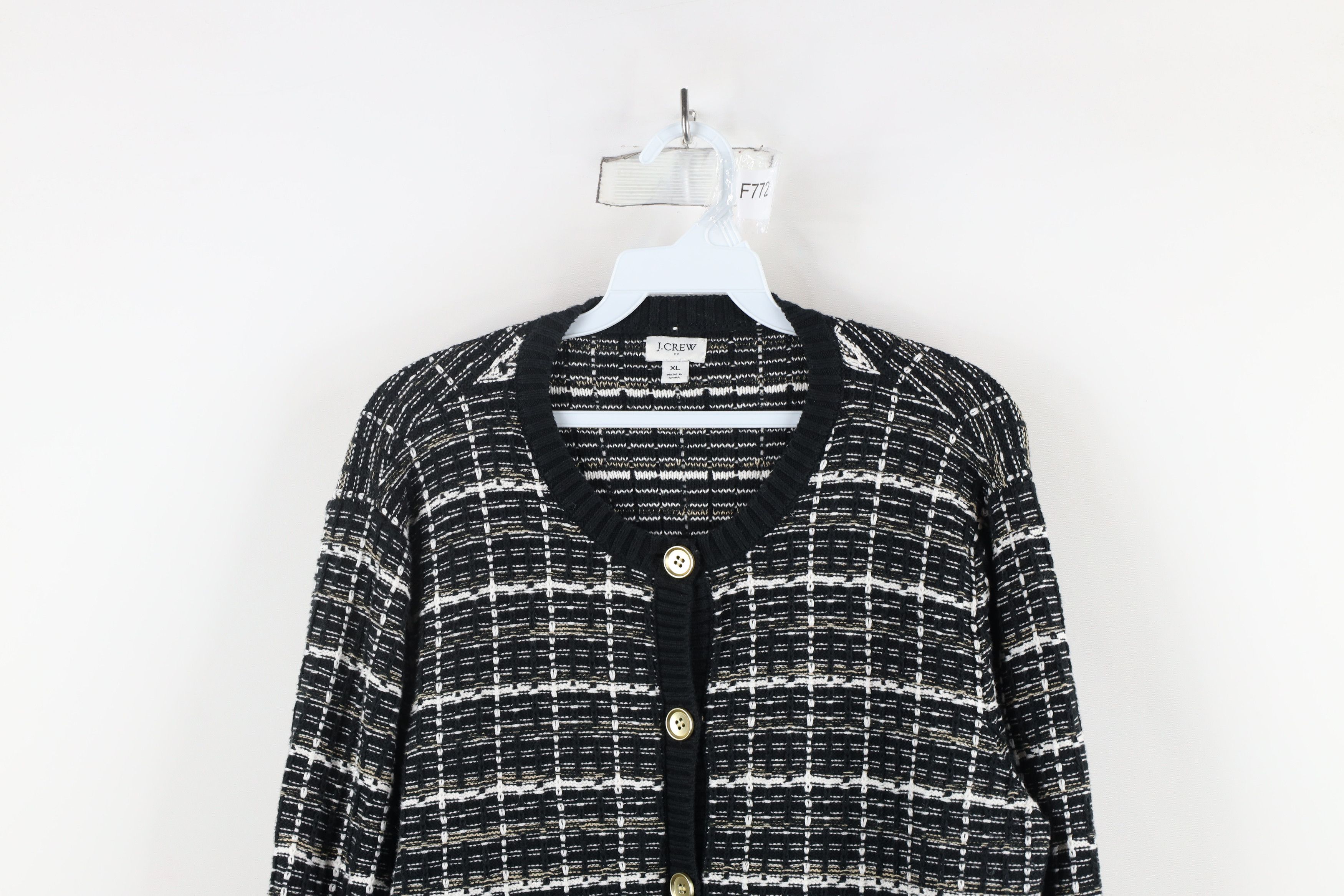 J.Crew × Vintage J Crew Lady Cardigan Sweater Jacket Striped Brushed Yarn Size XL / US 12-14 / IT 48-50 - 2 Thumbnail