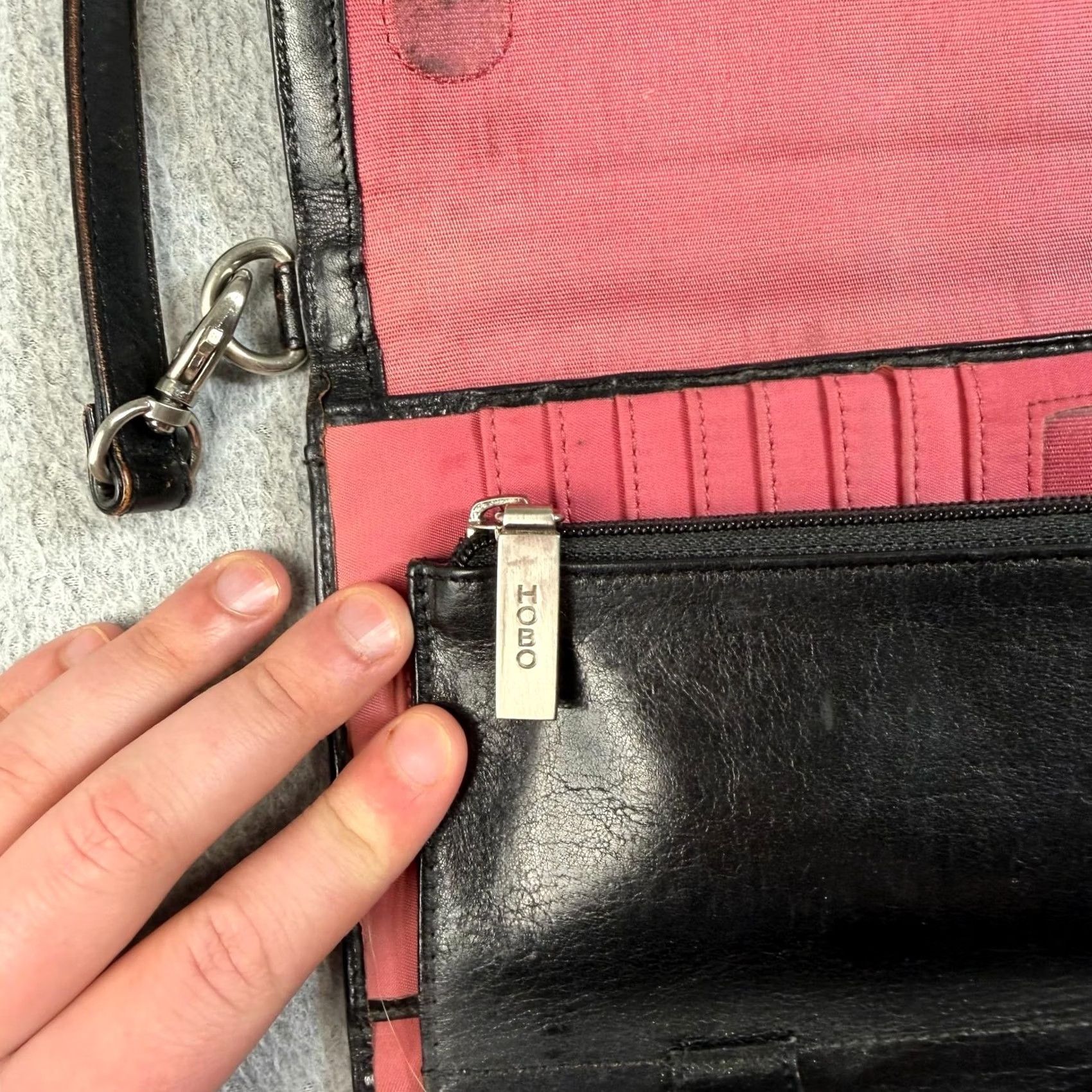 Vintage VINTAGE Hobo International Purse Bag Womens Small Black Leather Organizer Handbag READ Size ONE SIZE - 6 Thumbnail