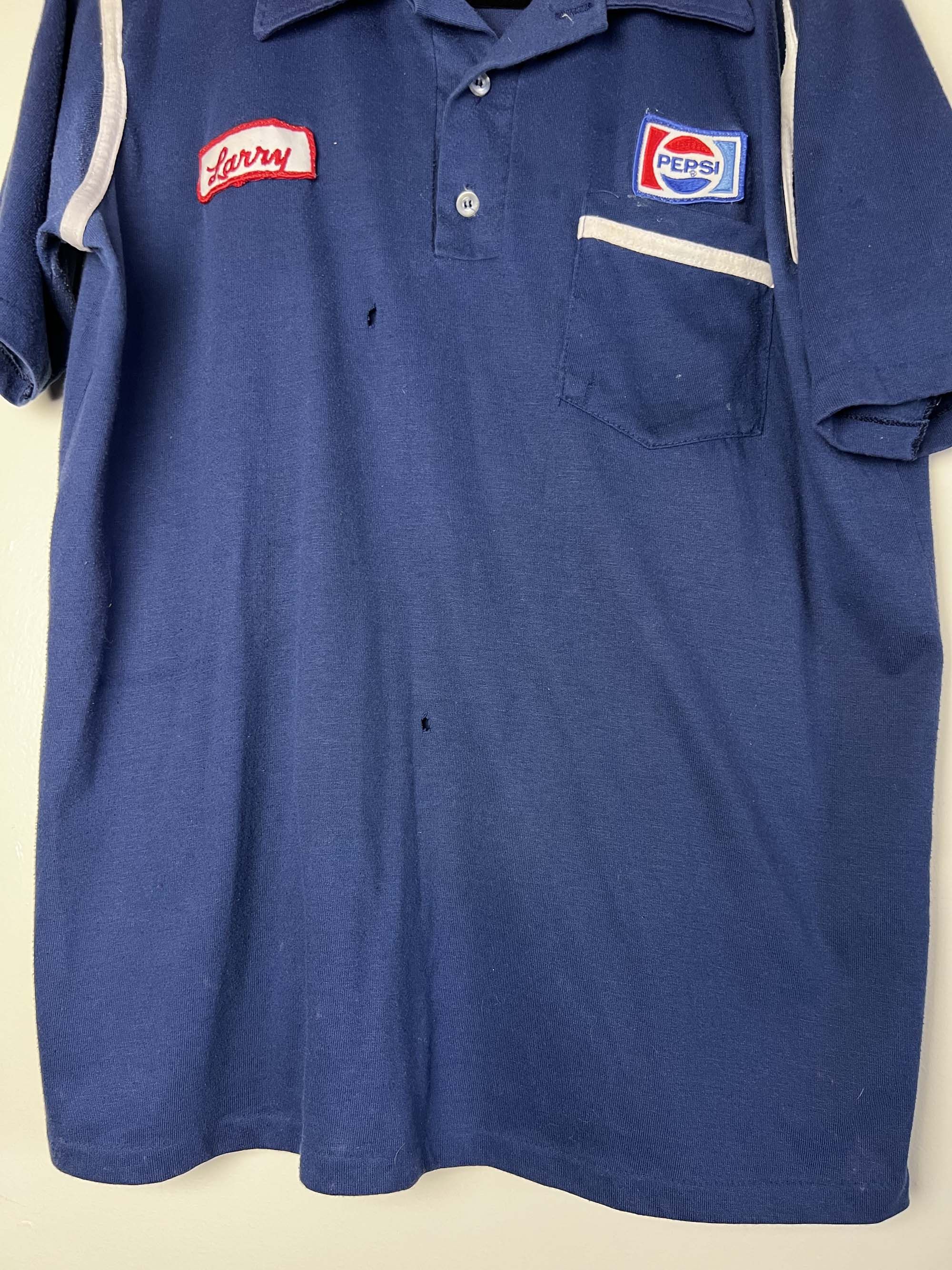Pepsi Vintage 1970's Pepsi Polo Work Shirt - Name Tag : Larry Size US L / EU 52-54 / 3 - 7 Thumbnail