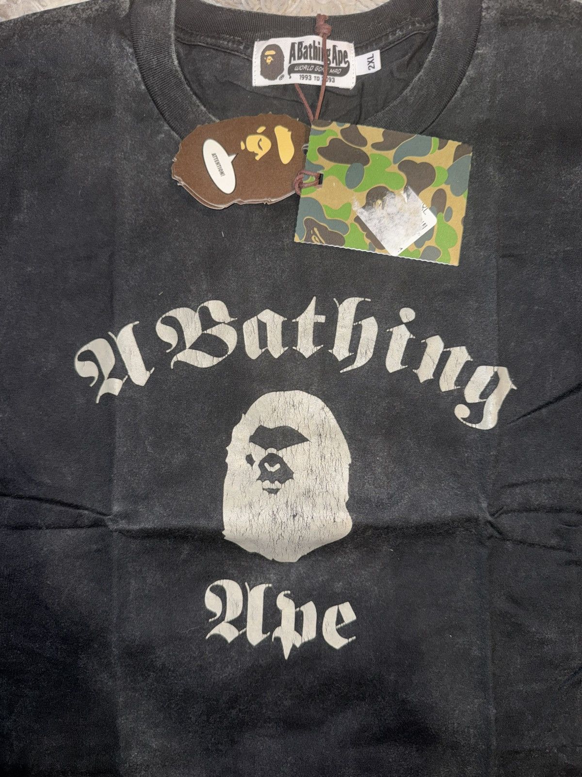 Bape BAPE OVERDYED COLLEGE TEE IN BLACK WASH (XXL) Size US XXL / EU 58 / 5 - 2 Thumbnail