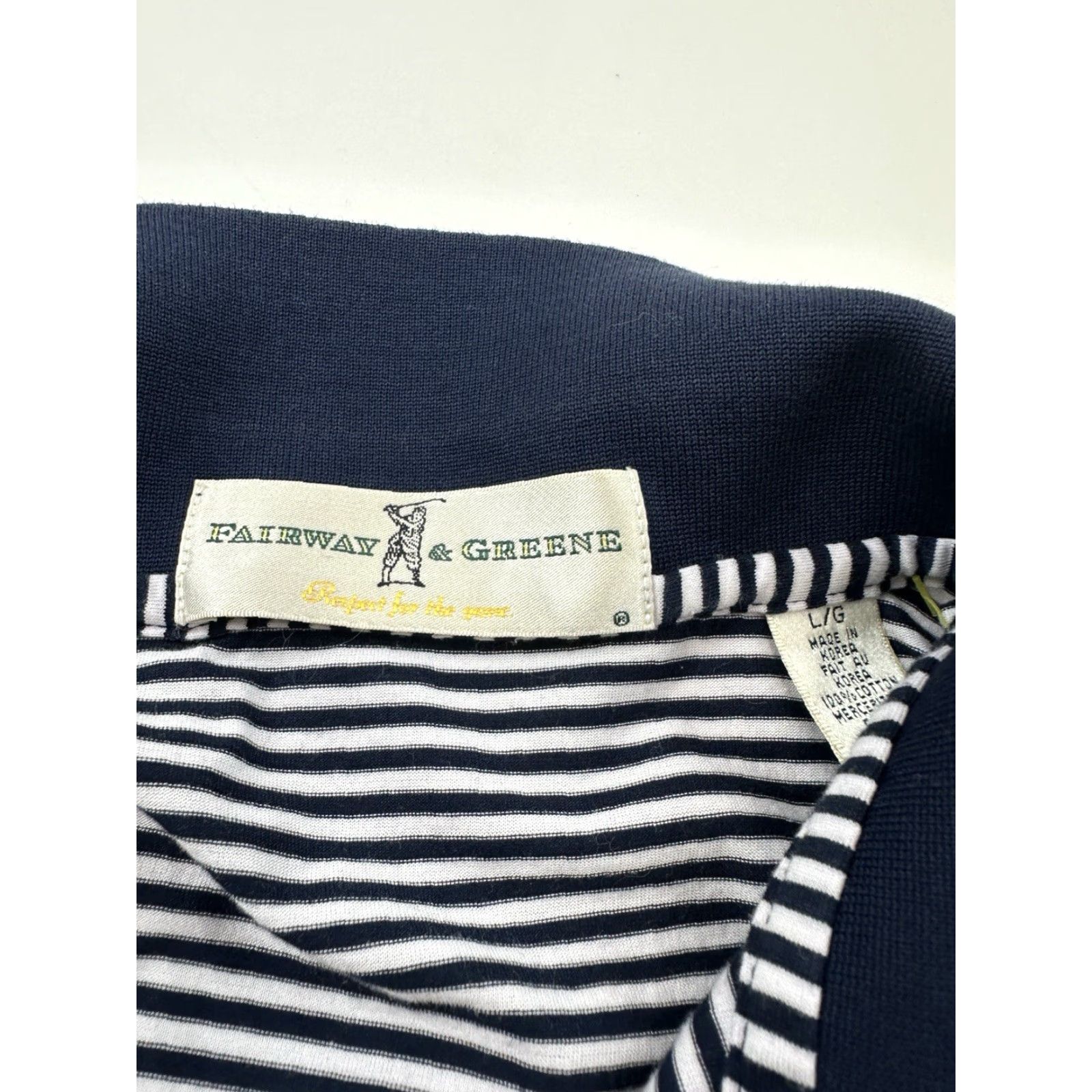 Vintage Fairway and Greene Shirt Mens Large Blue White Striped Golf Polo Logo Size US L / EU 52-54 / 3 - 3 Thumbnail