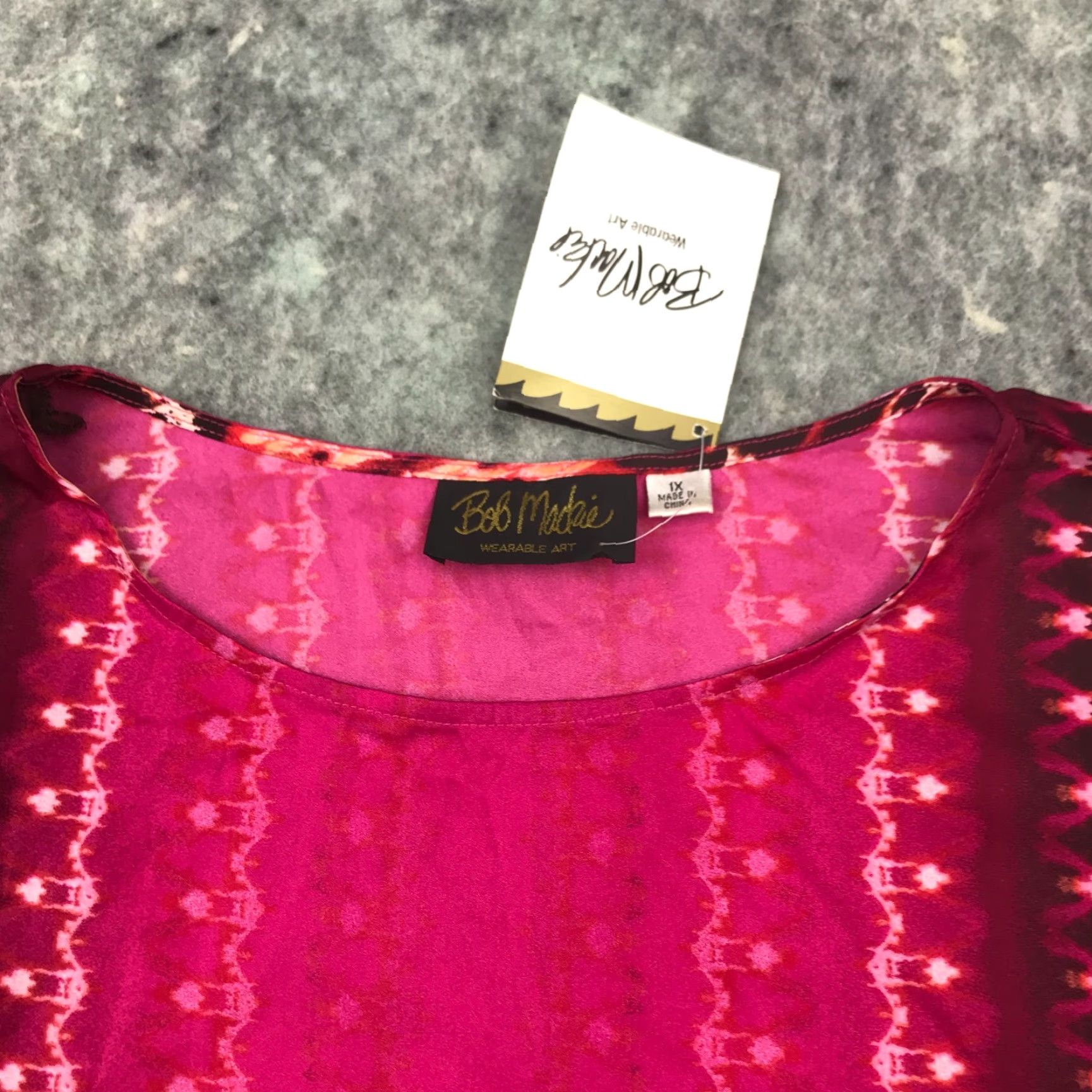 Bob Mackie Bob Mackie Wearable Art Womens Poncho Shirt Top Size 1X Pink Orange Tie Dye Size XL / US 12-14 / IT 48-50 - 2 Thumbnail