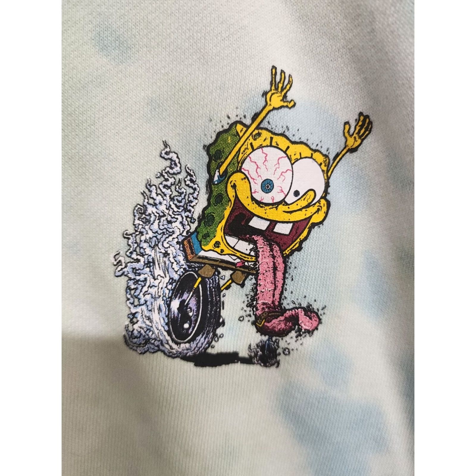 H&M H&M SpongeBob SquarePants Sweatshirt M Hot Rod Motorcycle Blue Sky White Tie Dye Size US M / EU 48-50 / 2 - 3 Thumbnail