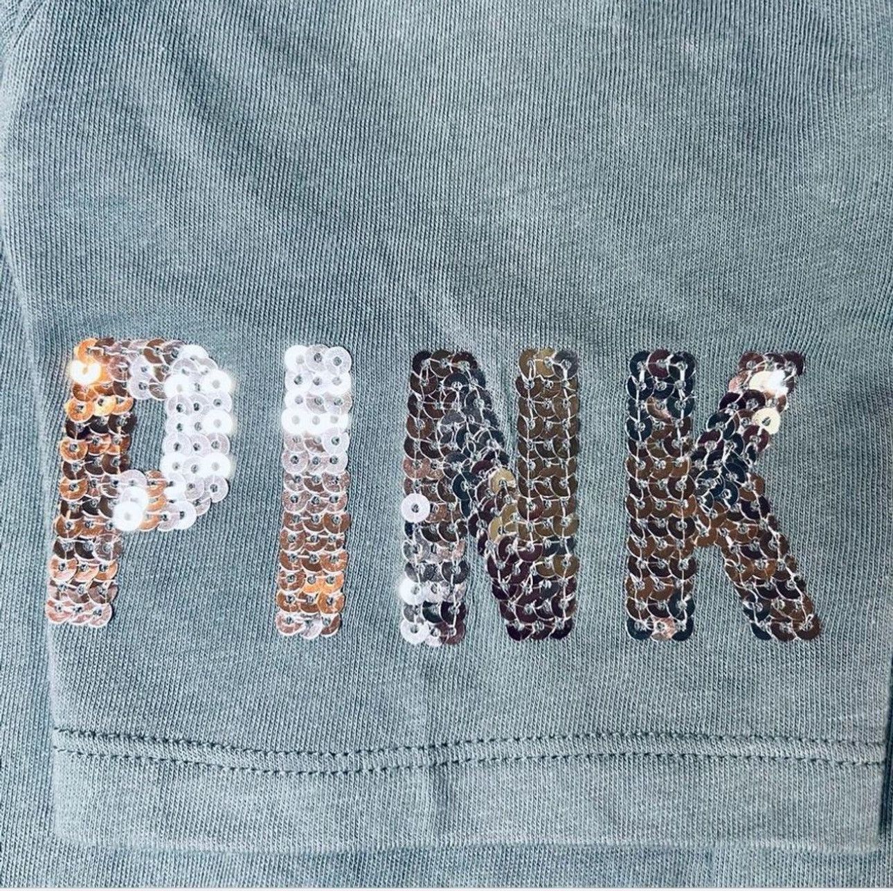 Designer × Pink Victoria's Secret PINK S Teal V Neck T Sequin Logo & Sleeves Size S / US 4 / IT 40 - 2 Thumbnail