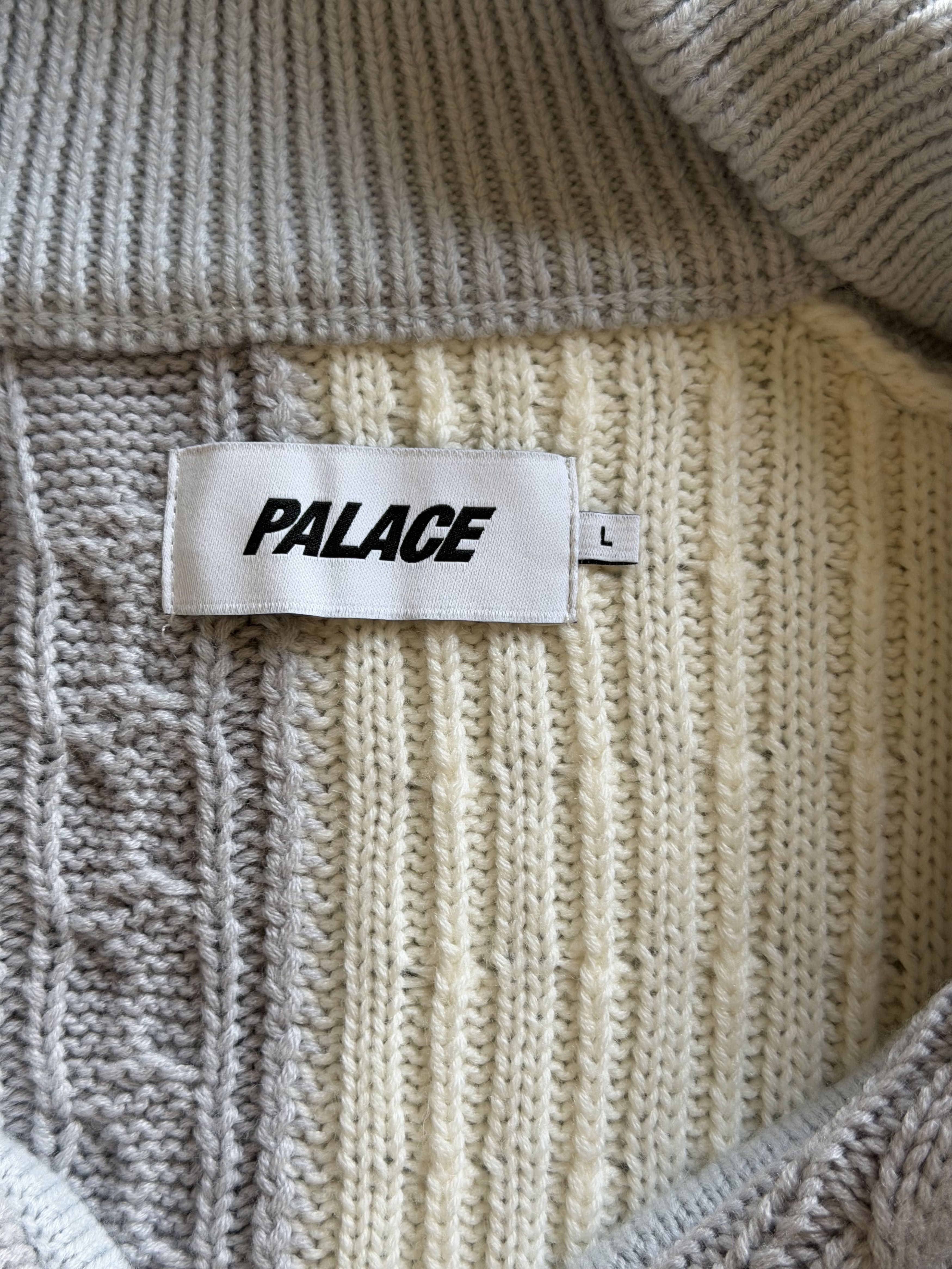 Palace Palace Patchwork Zip Knit Cardigan in White Gray Size US L / EU 52-54 / 3 - 7 Thumbnail