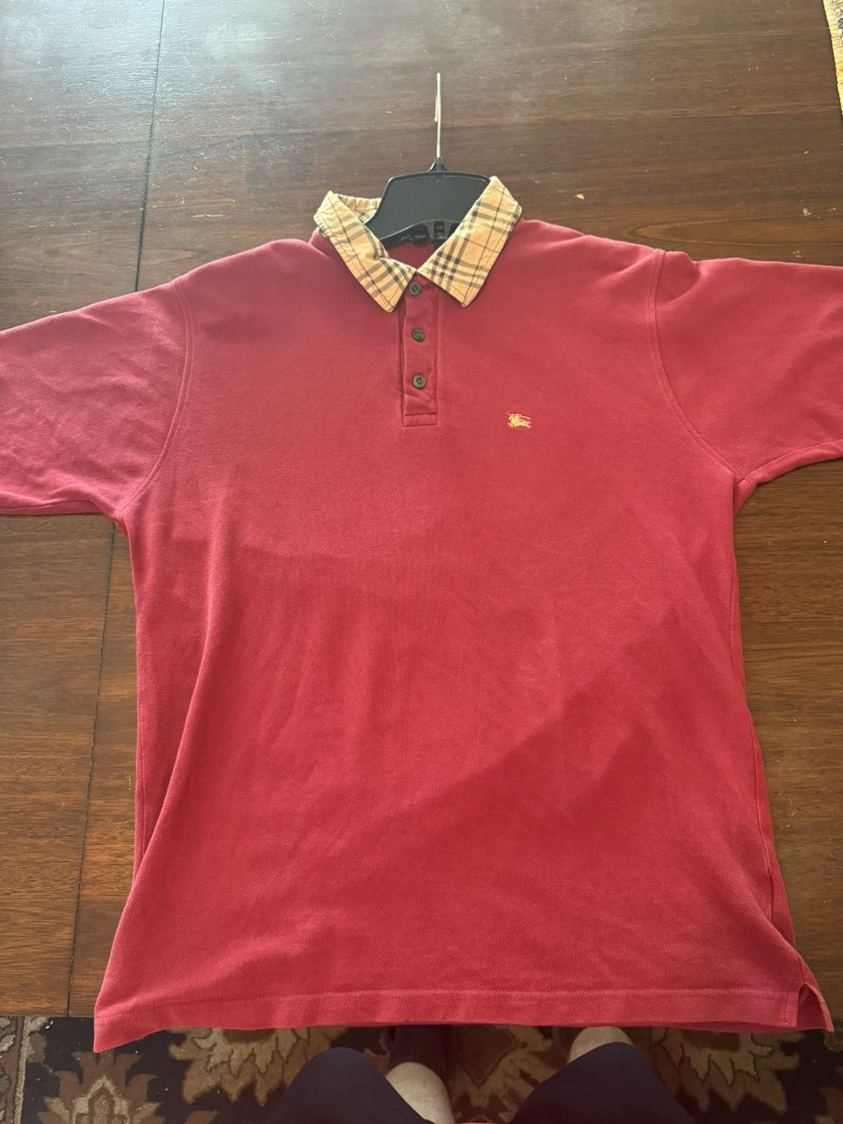 Burberry Burberry Vintage Nova Button Up Red Polo Shirt Size US L / EU 52-54 / 3 - 1 Thumbnail