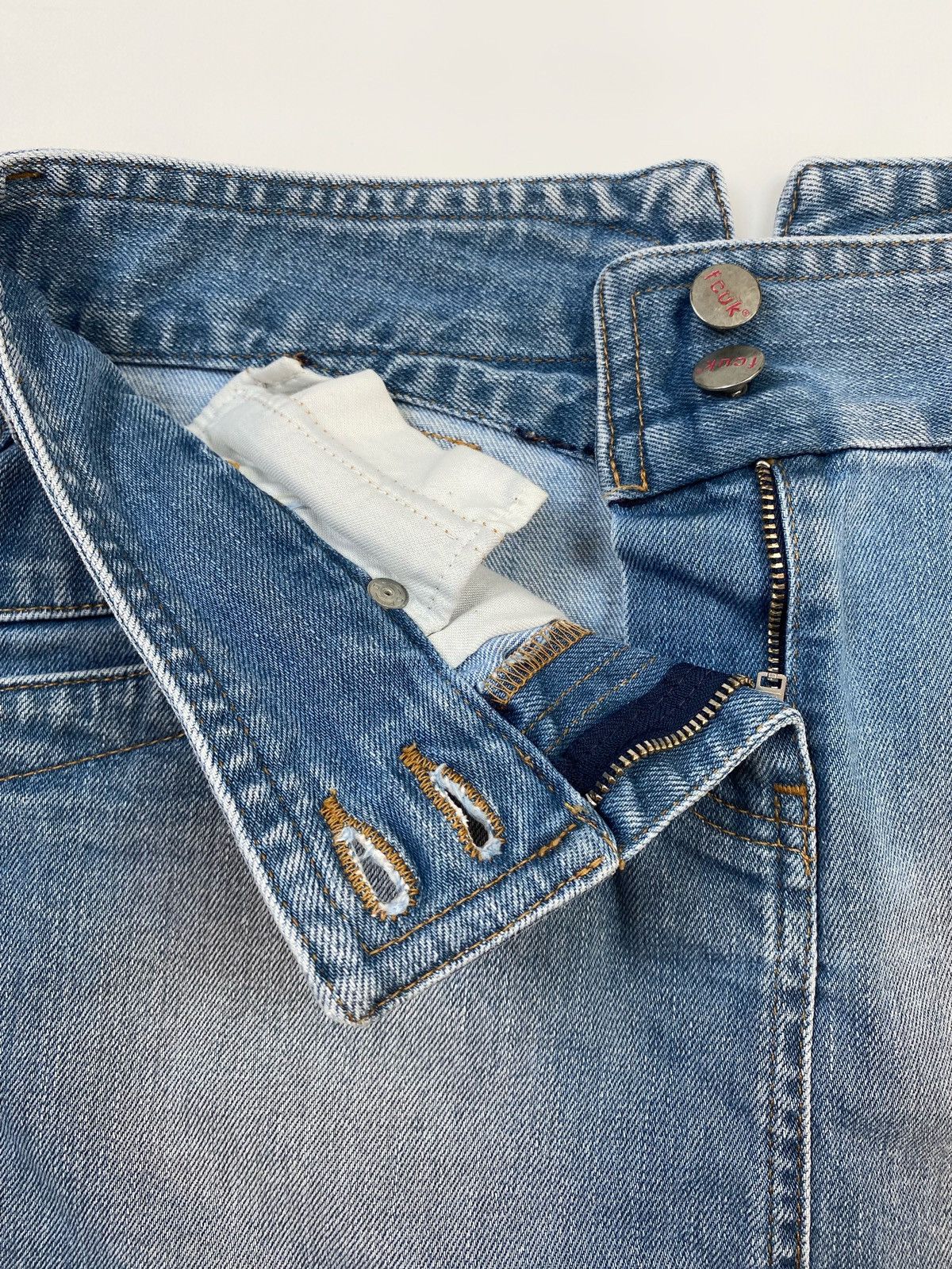 FCUK Y2K Vintage FCUK Washed Buckle Back Denim Mini Skirt Size 30" / US 8 / IT 44 - 2 Thumbnail